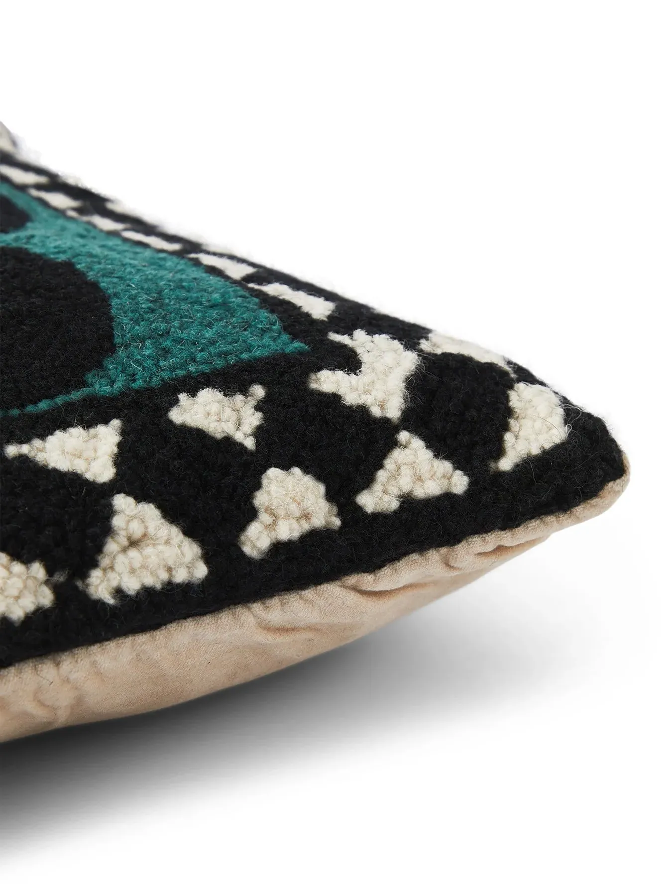 Square Cushion with Pearl Details - Teal