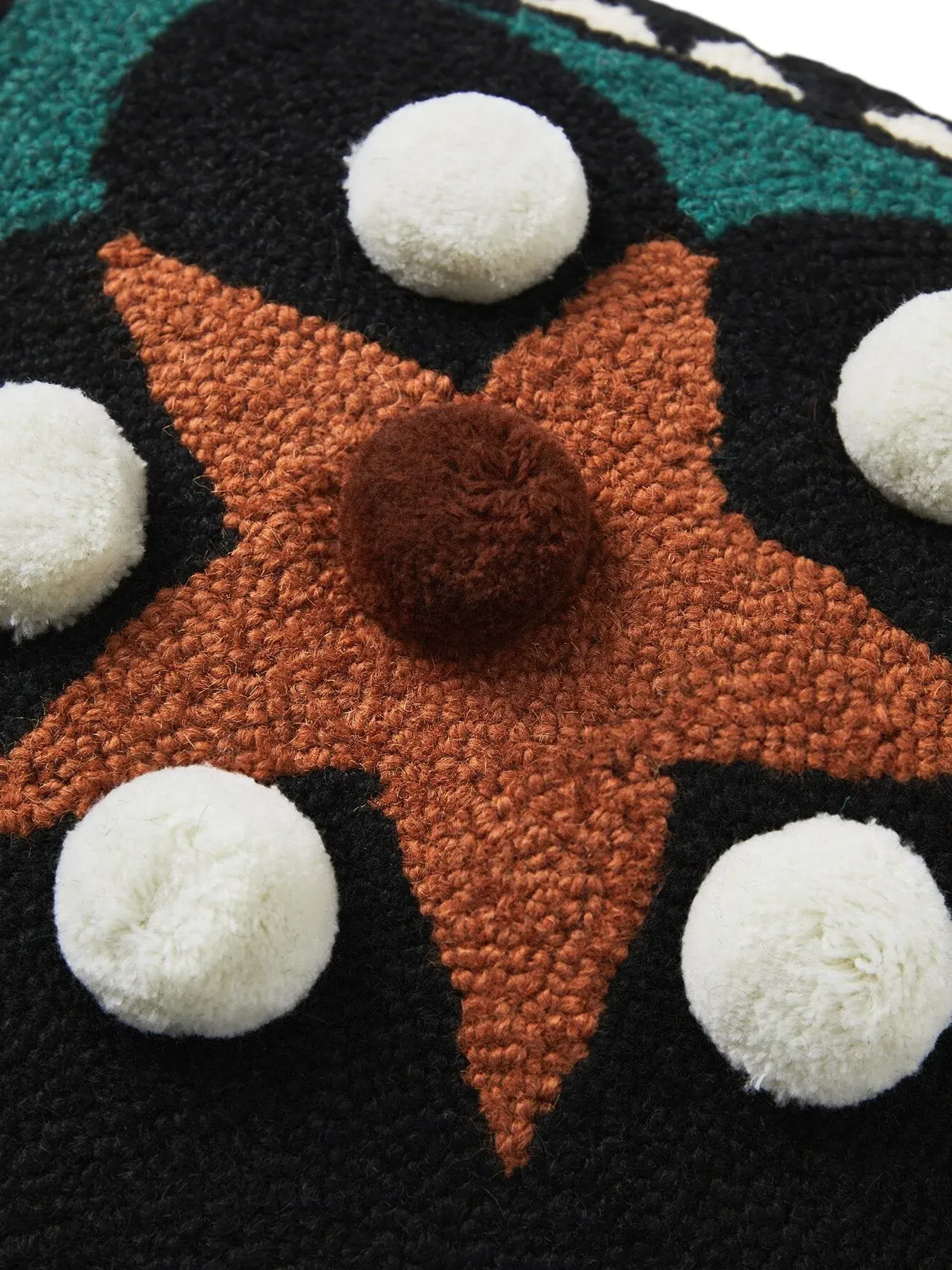 Square Cushion with Pearl Details - Teal