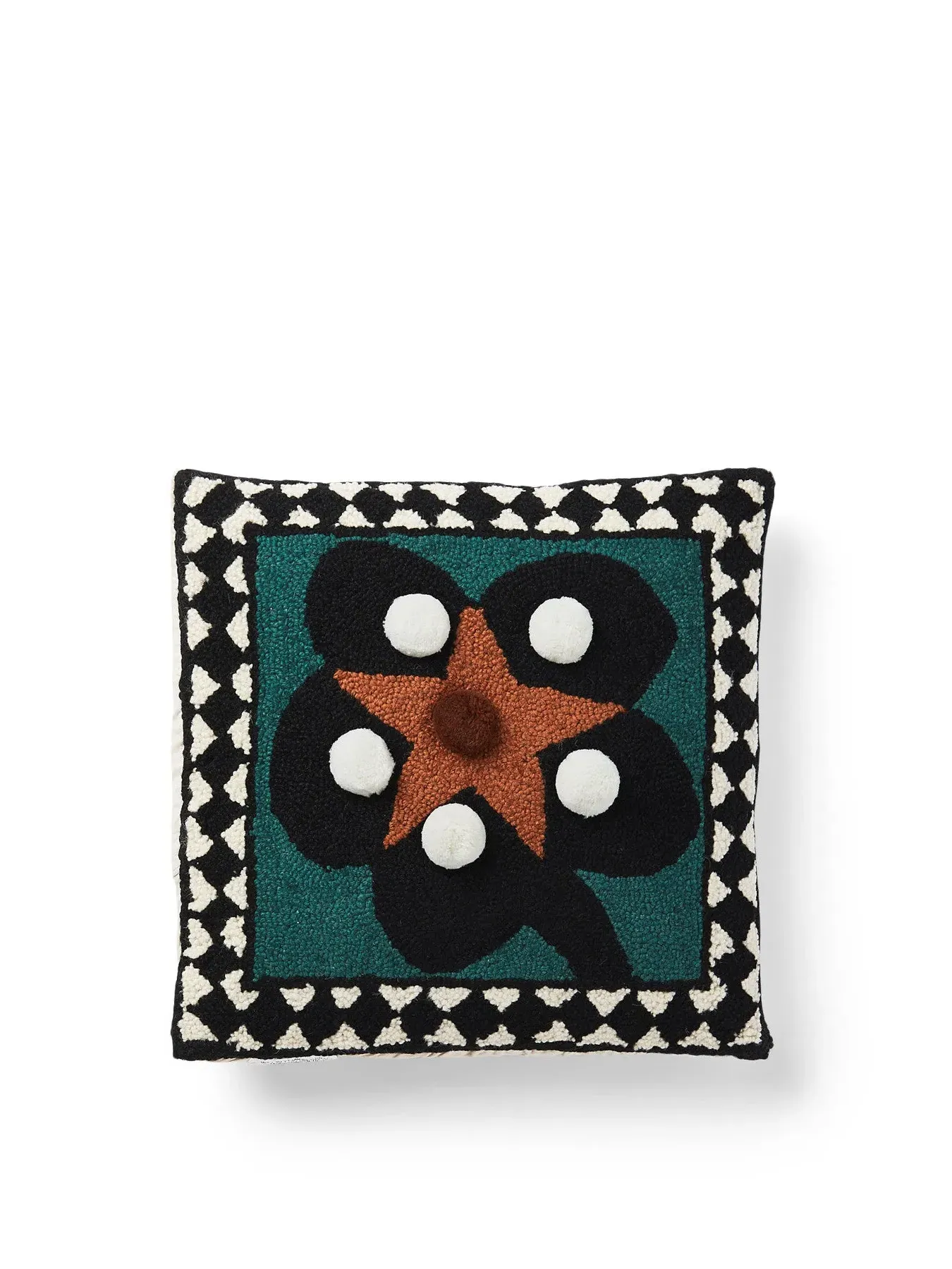 Square Cushion with Pearl Details - Teal image