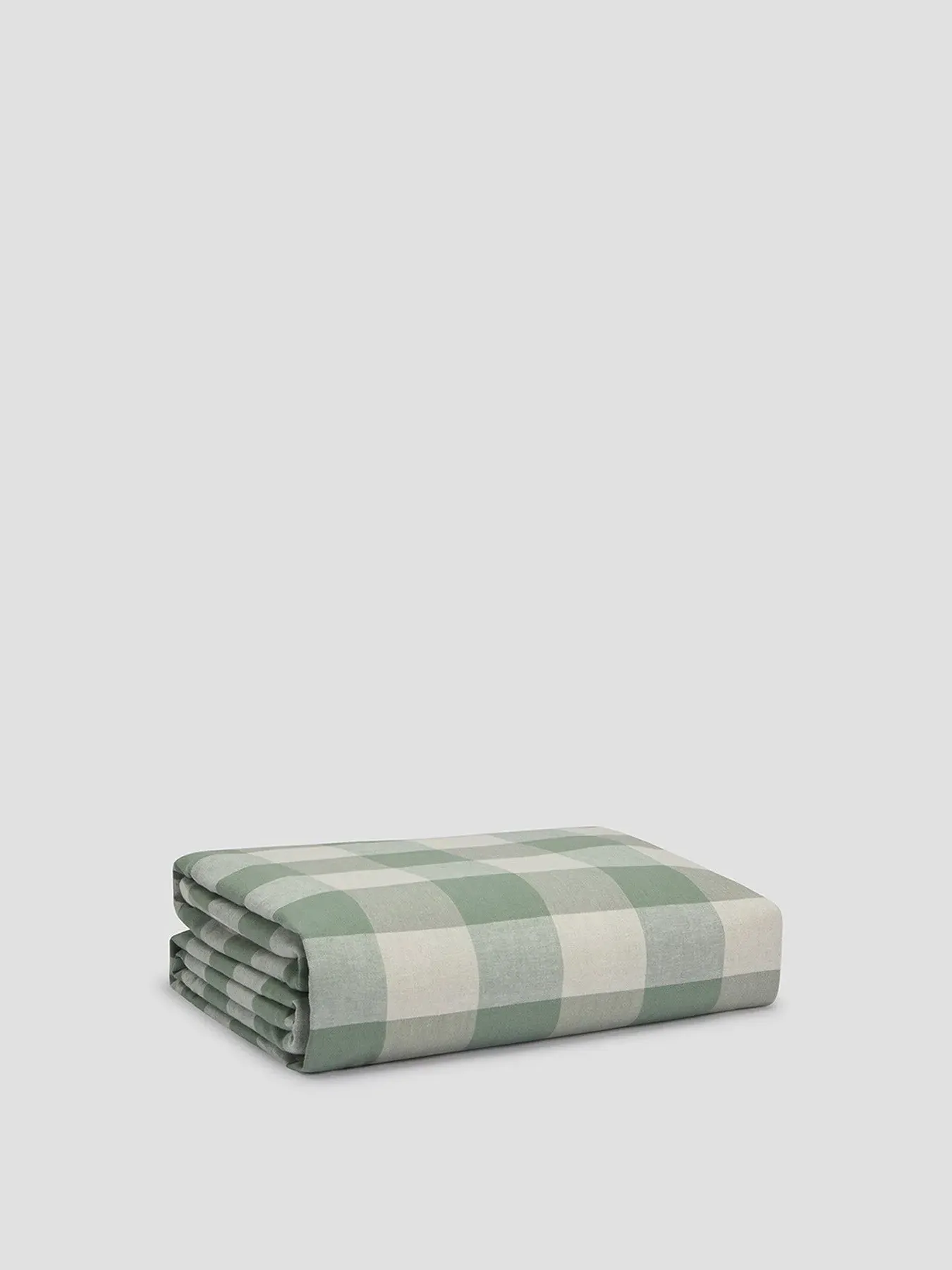 Double Duvet Cover Check - Green, Linen Blend