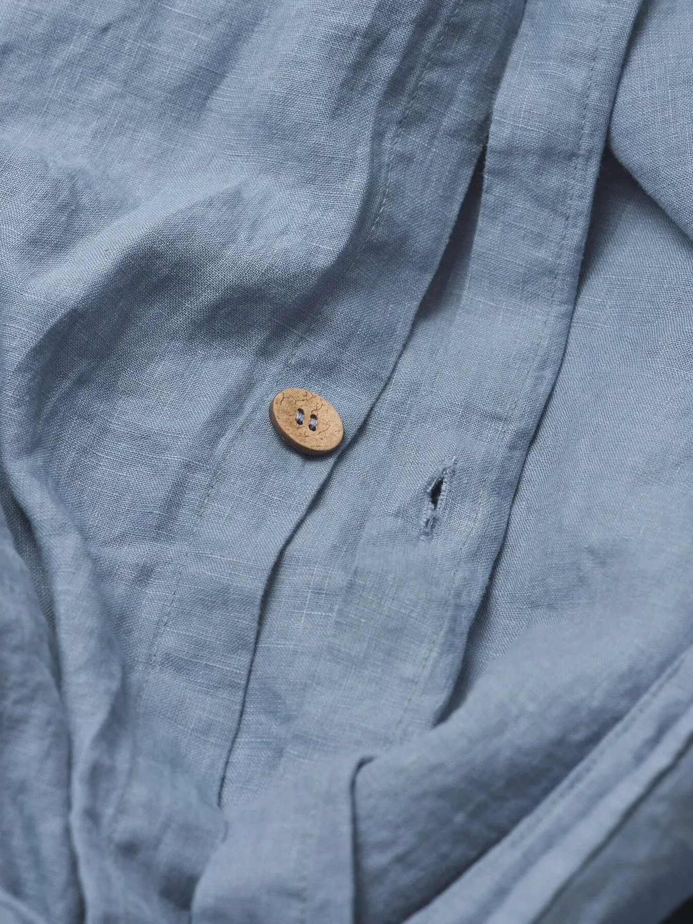 Double Duvet Cover - Dusk Blue, Linen Blend