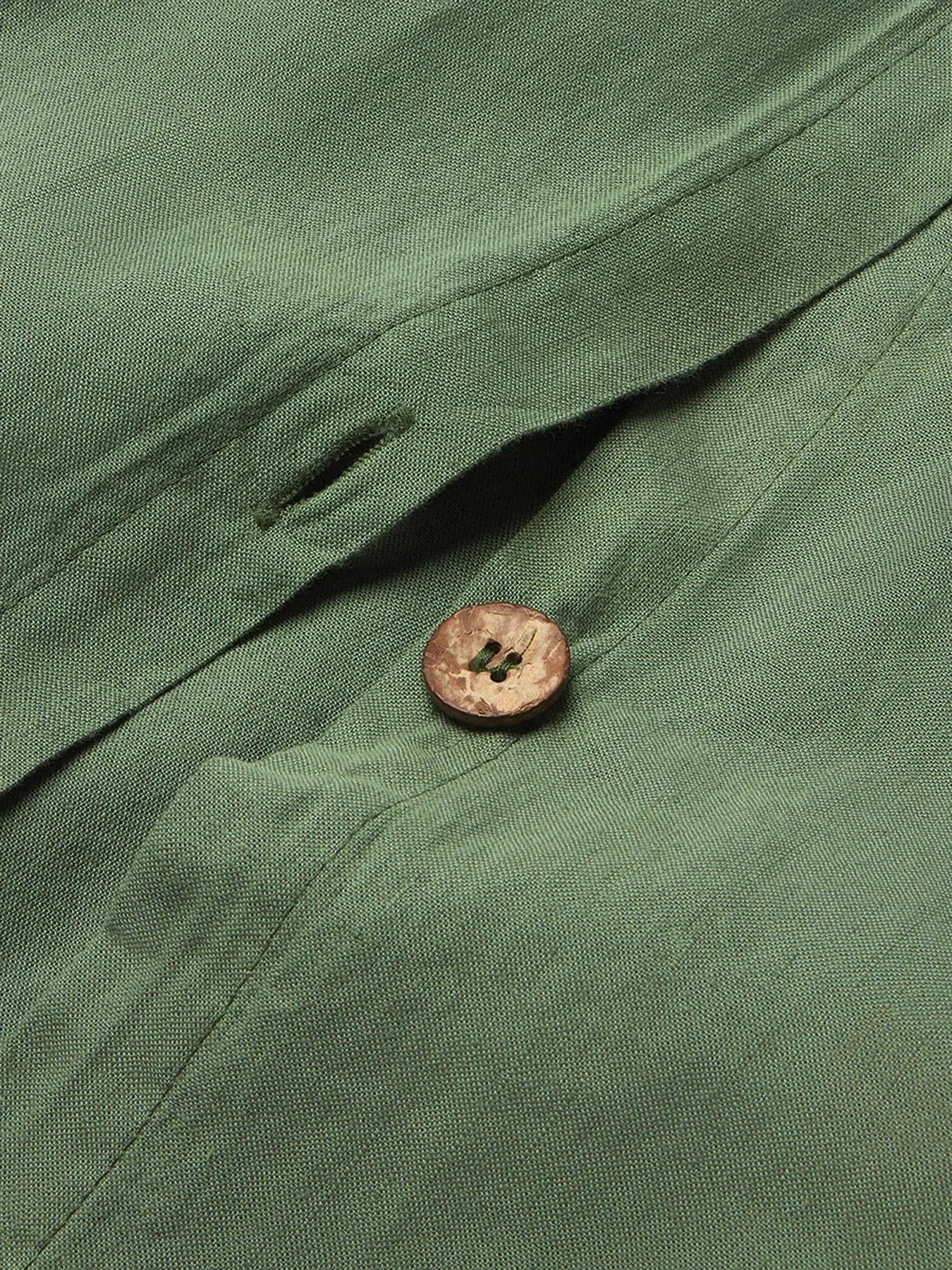 Double Duvet Cover Plain - Elm Green, Linen