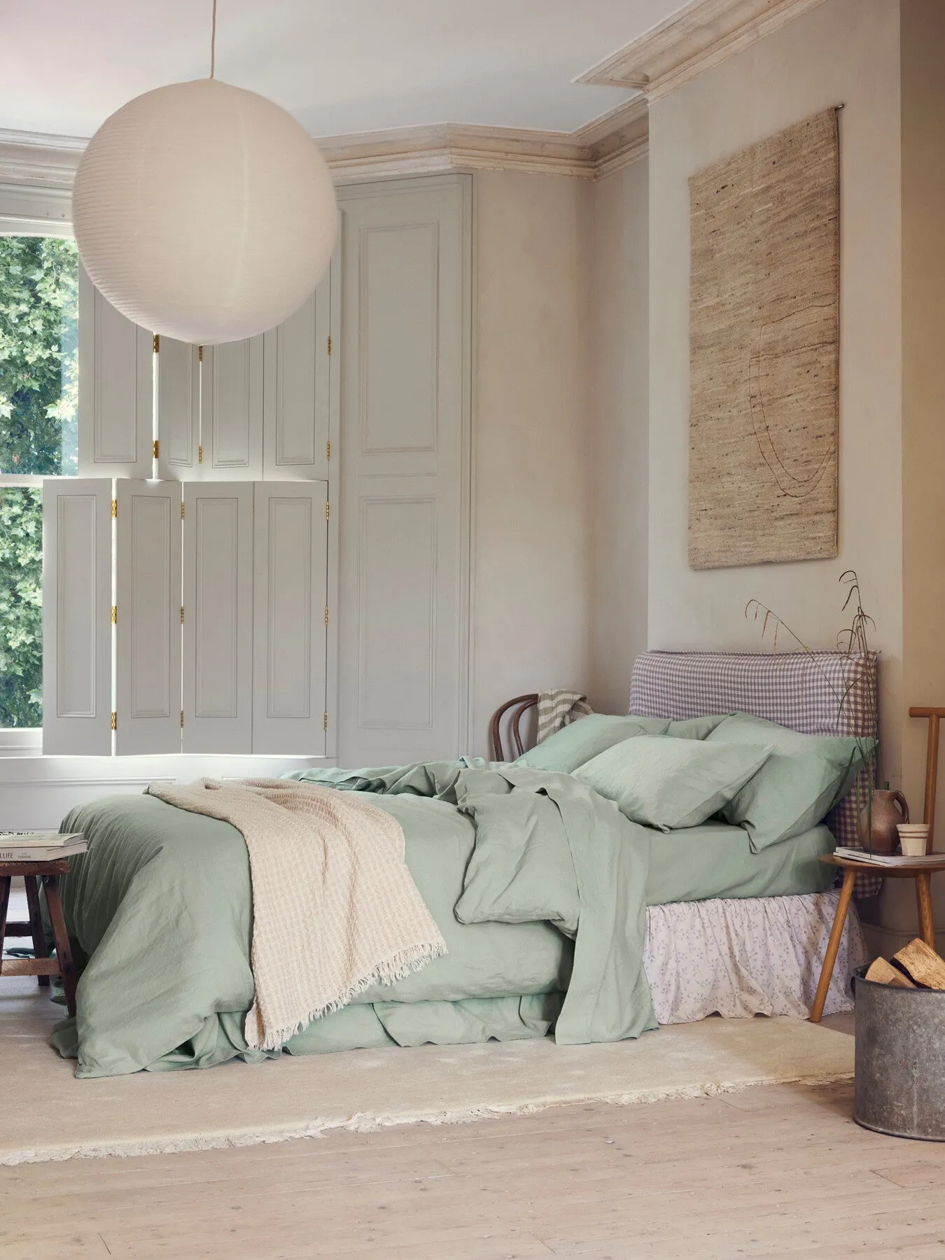 Double Duvet Cover - Sage Green, Linen Blend