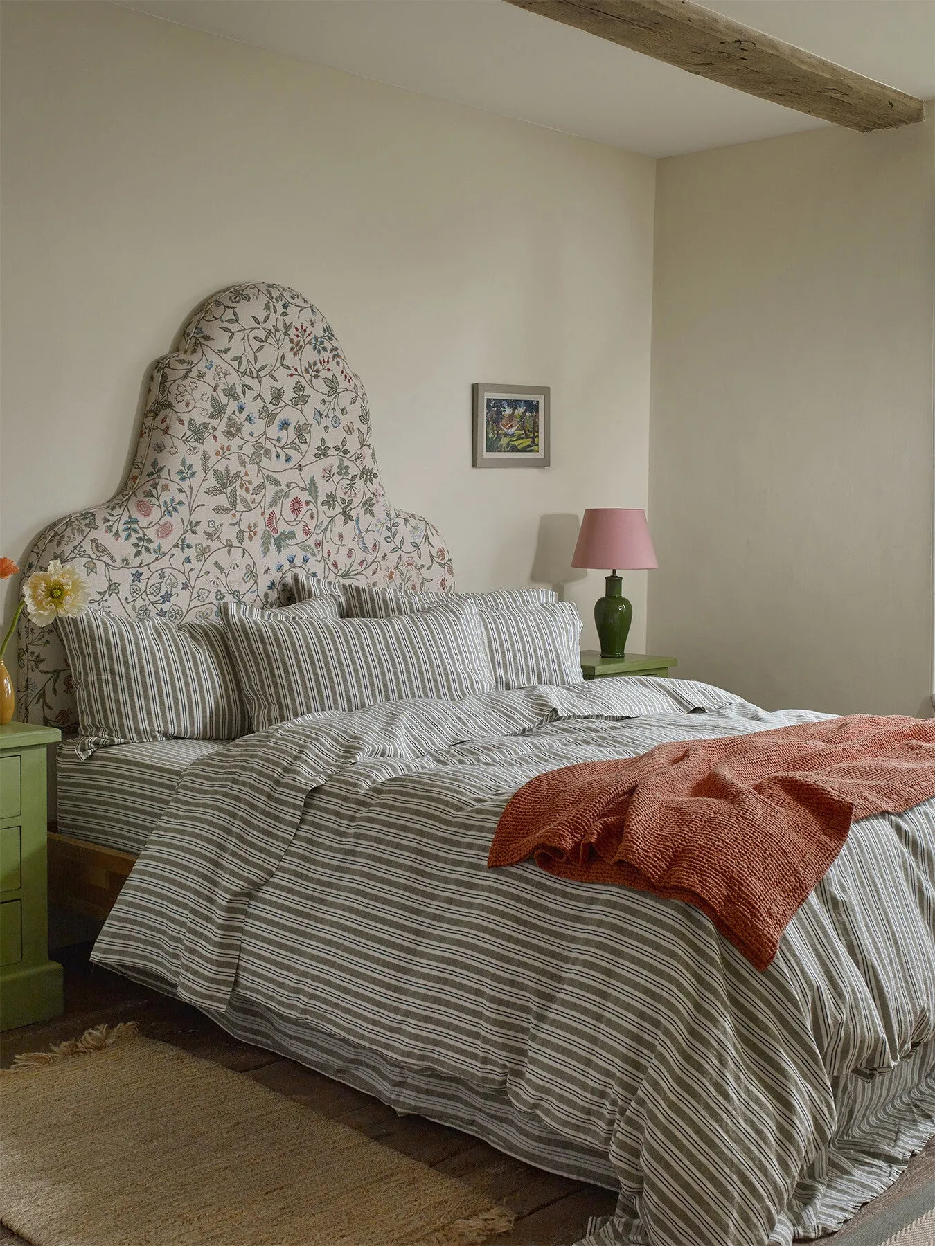 Double Duvet Cover - Thyme Stripe, Cotton/Linen image