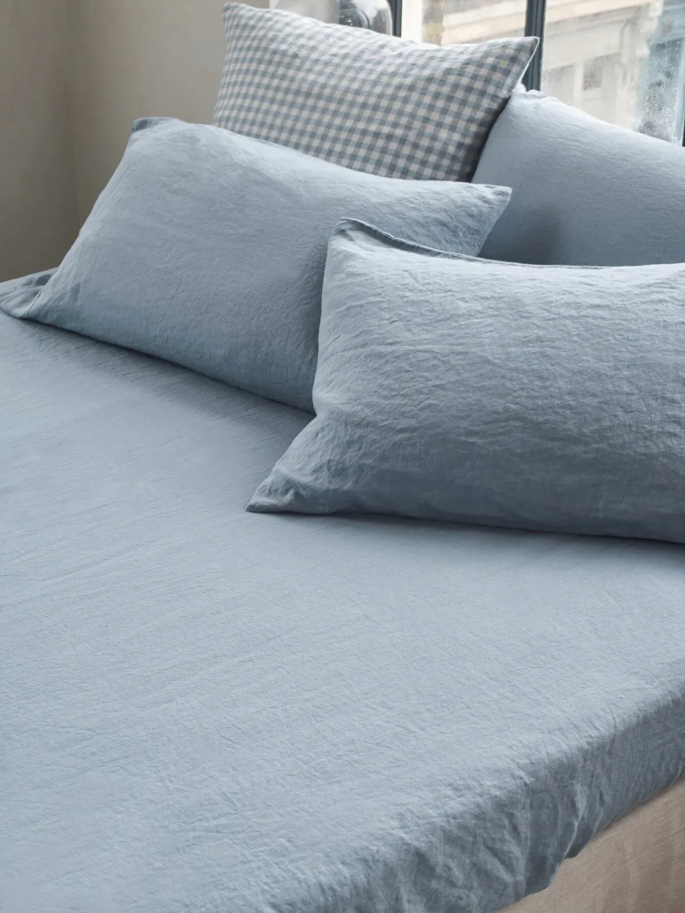 Double Fitted Sheet - Dusk Blue, Linen image