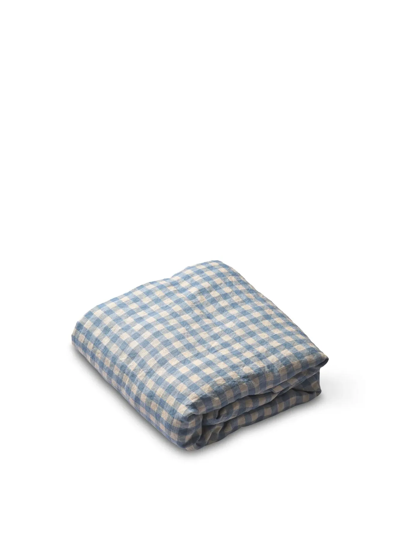 Double Flat Sheet Gingham - Blue, Linen image