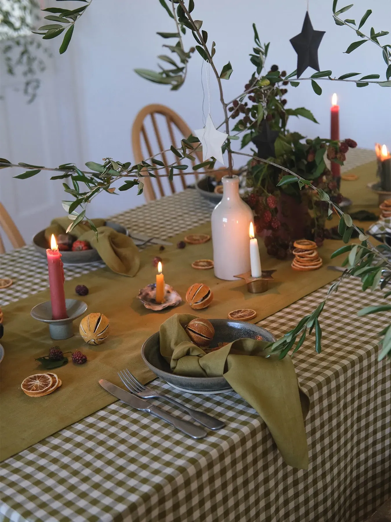 Gingham Tablecloth - Green, Linen