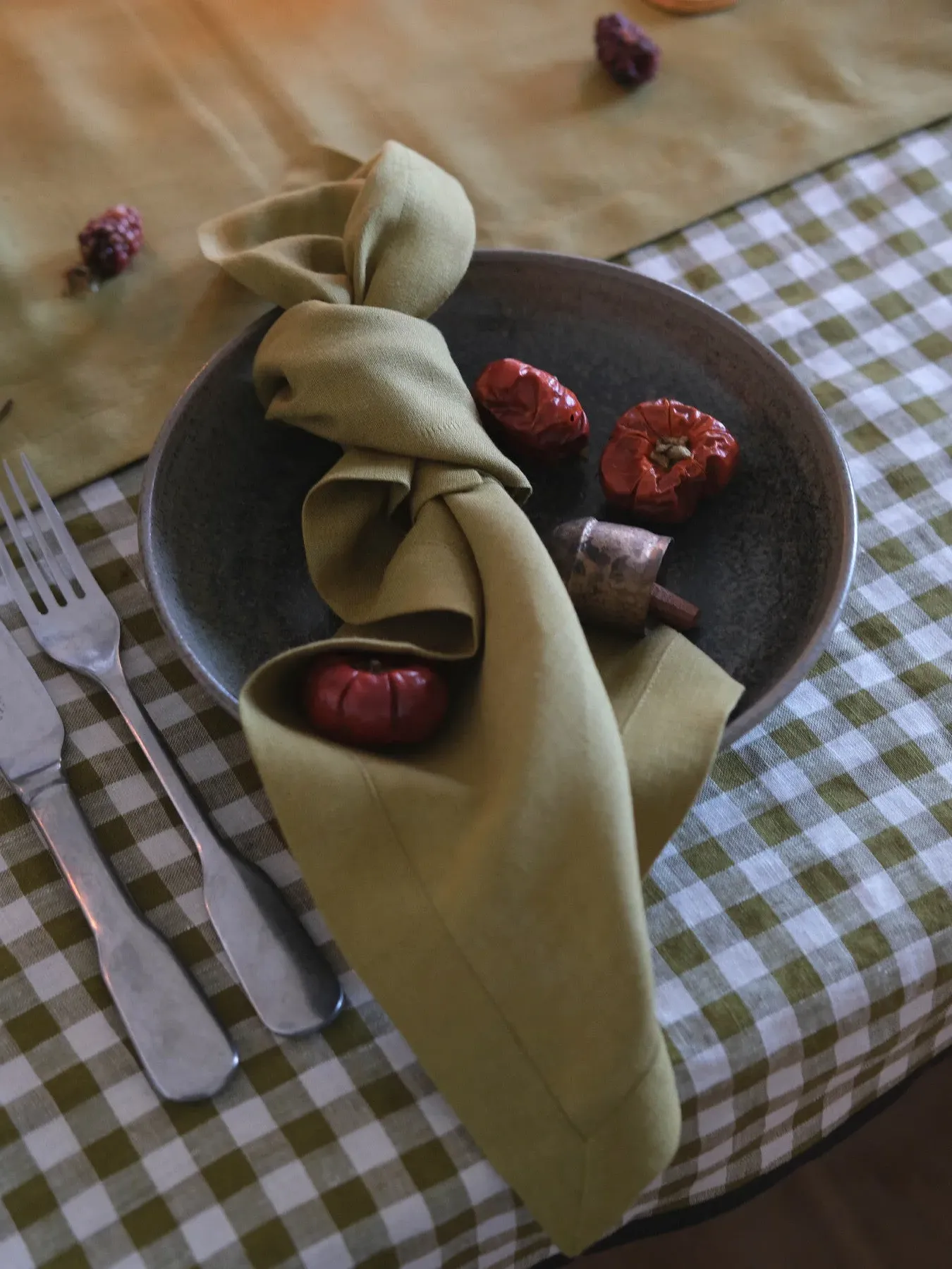 Gingham Tablecloth - Green, Linen