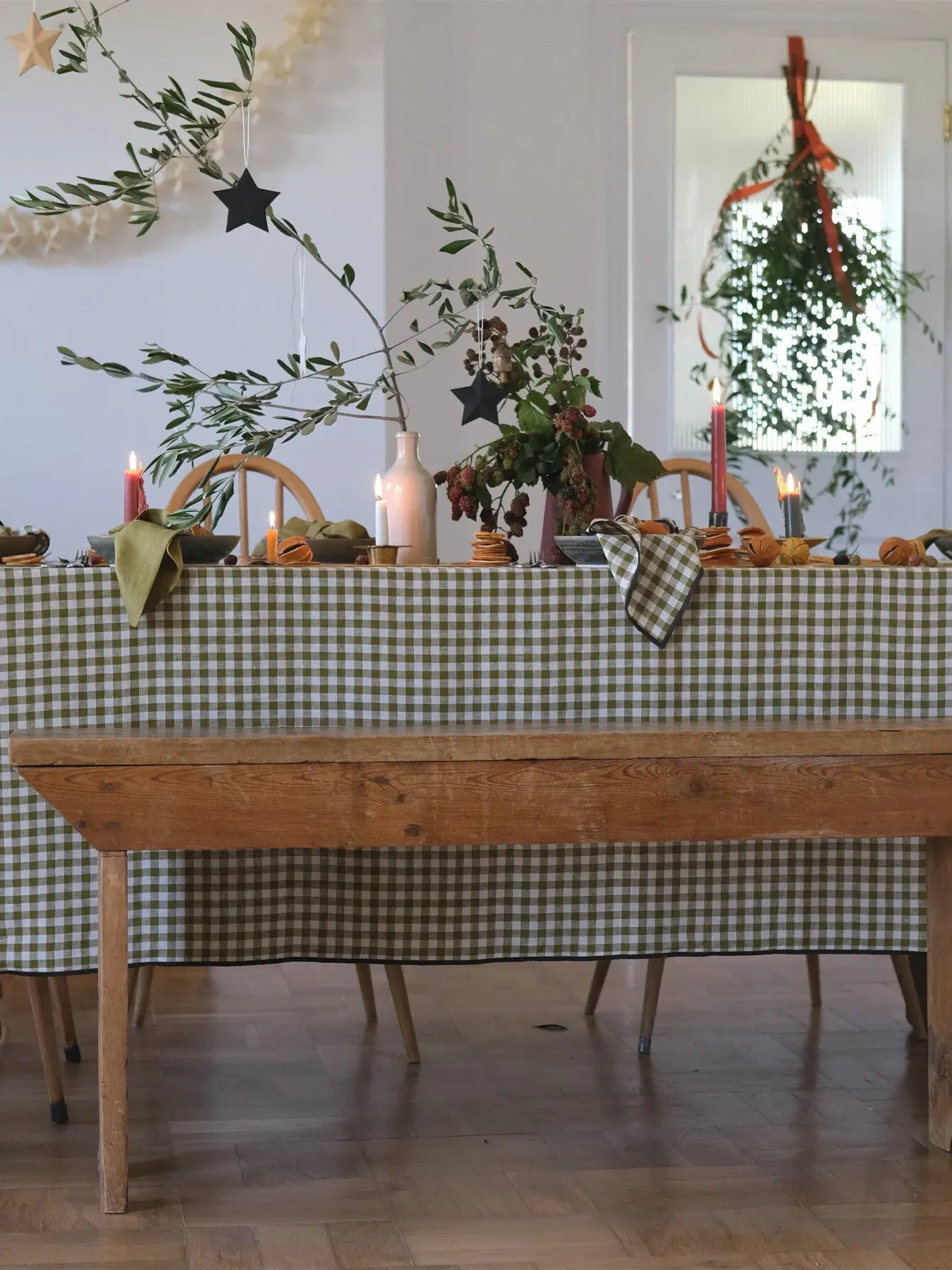 Gingham Tablecloth - Green, Linen image