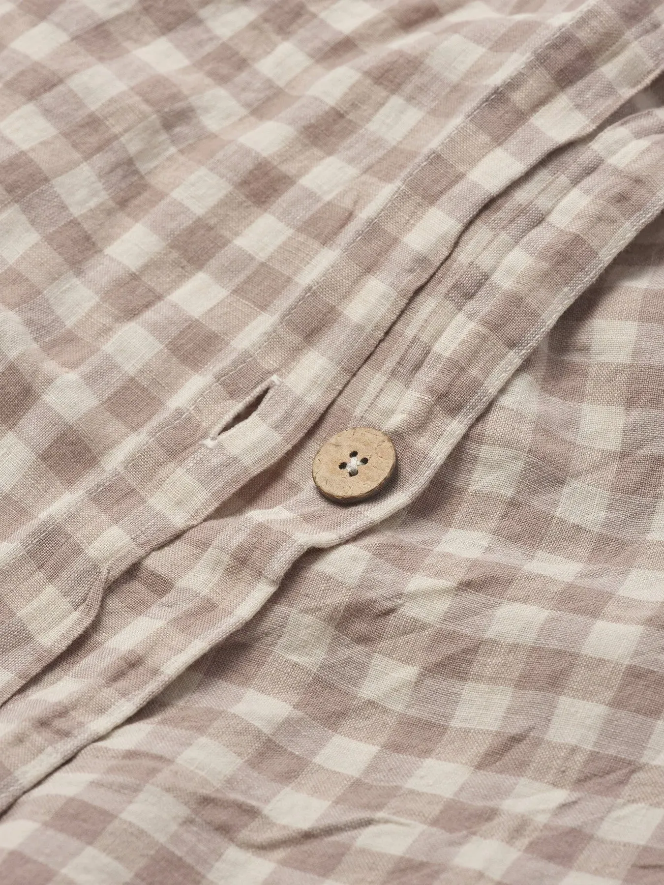 King Duvet Cover Gingham - Mushroom, Linen Blend