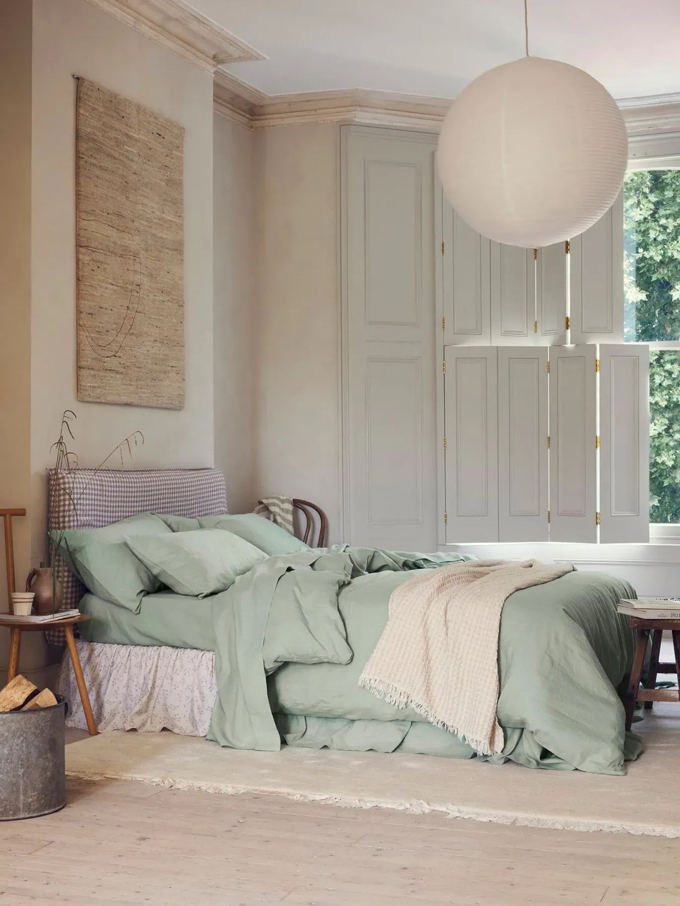 King Size Duvet Cover - Sage Green, Linen Blend
