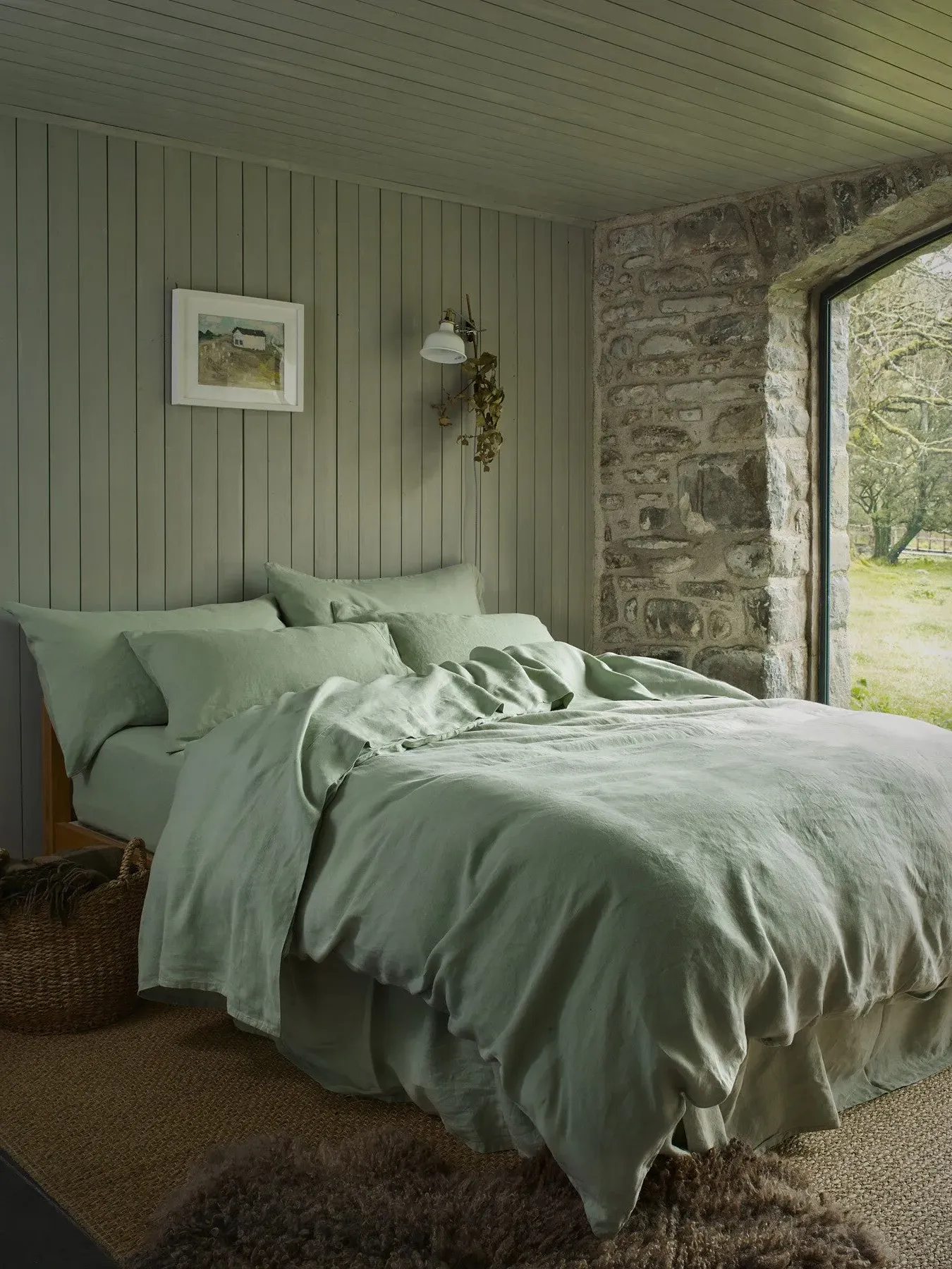 King Size Duvet Cover - Sage Green, Linen image