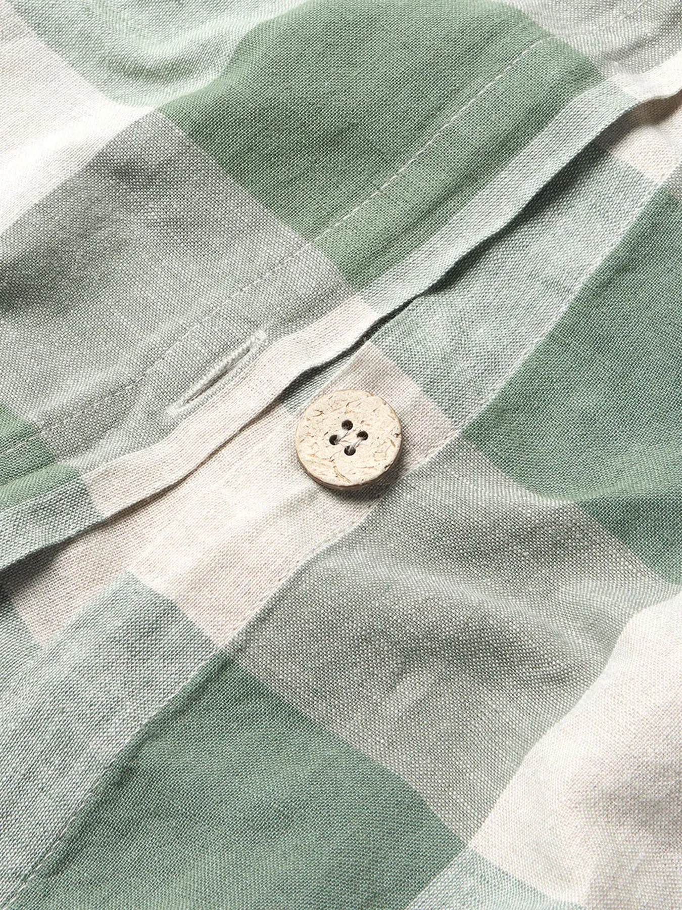 Single Duvet Cover Check - Green, Linen Blend