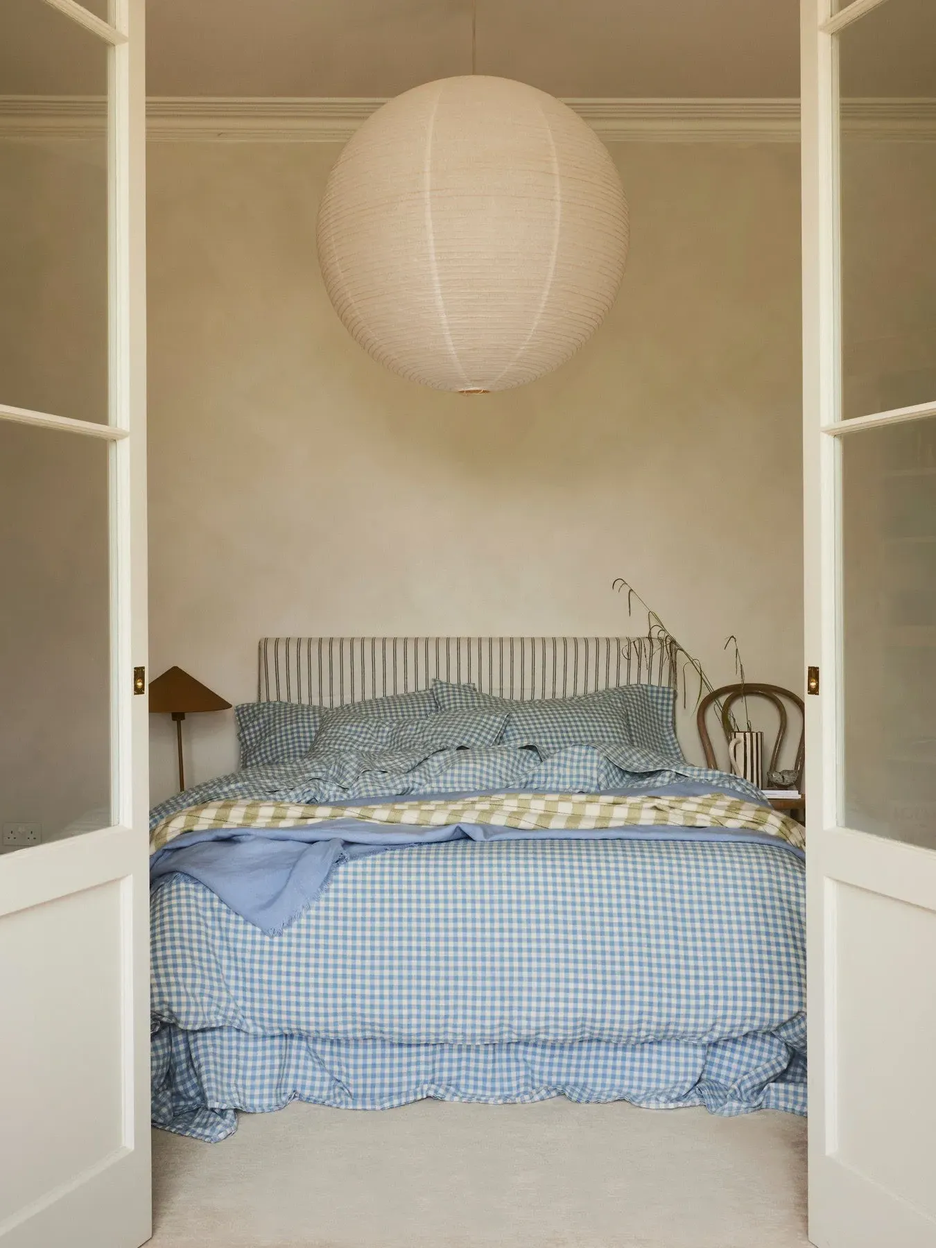 Single Duvet Cover Gingham - Blue, Linen Blend image