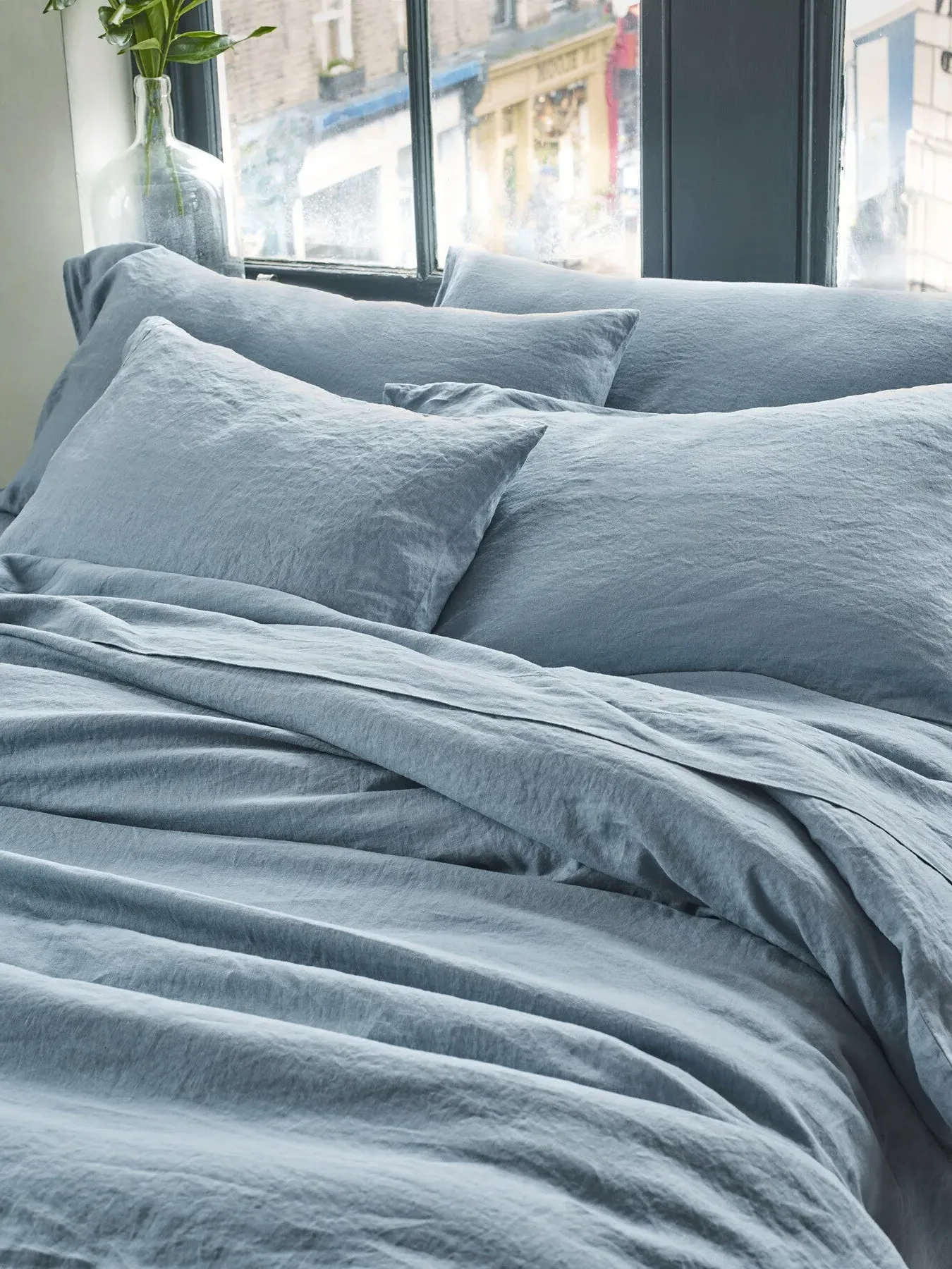 Single Duvet Cover Plain - Dusk Blue, Linen image