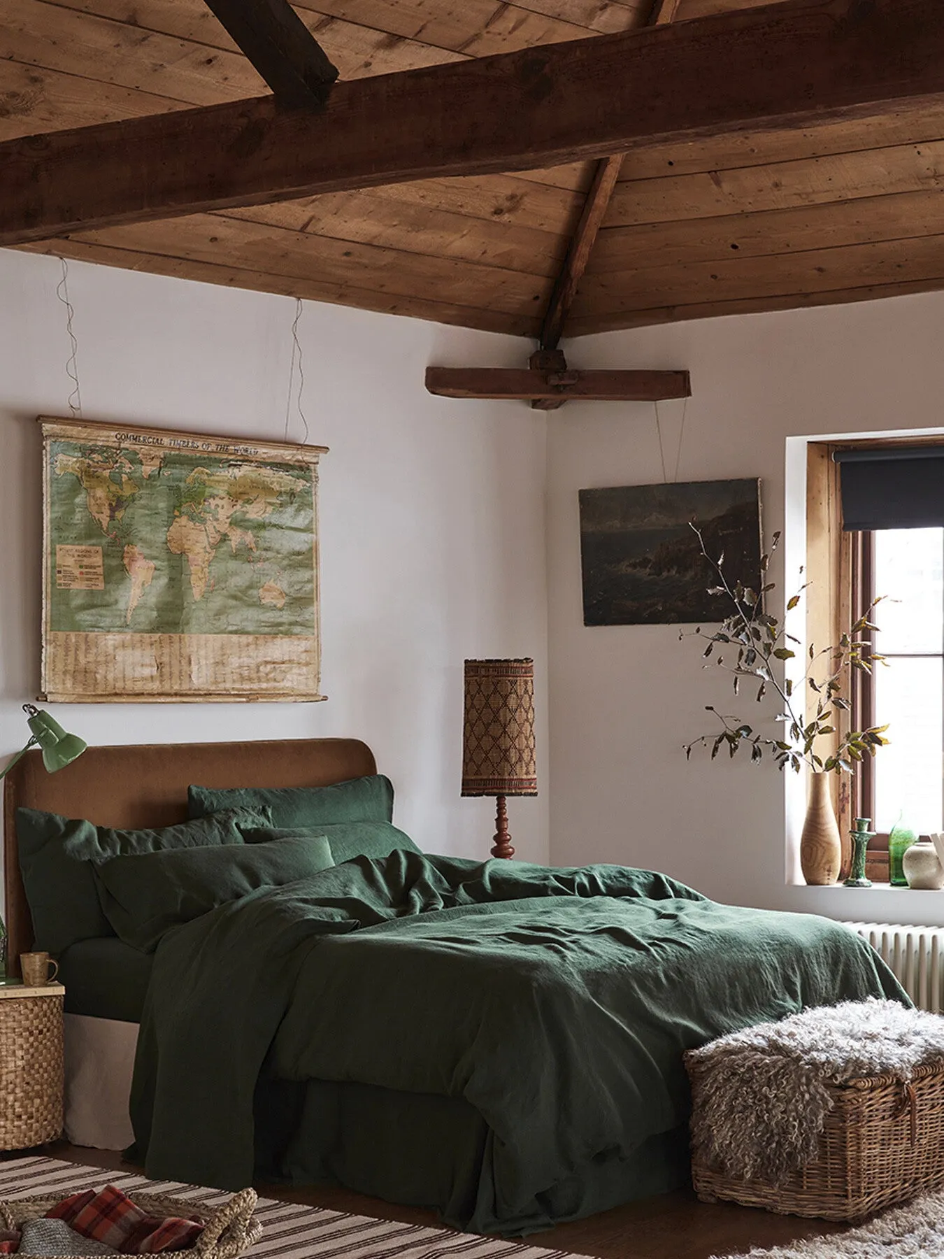 Single Duvet Cover Plain - Fern Green, Linen image
