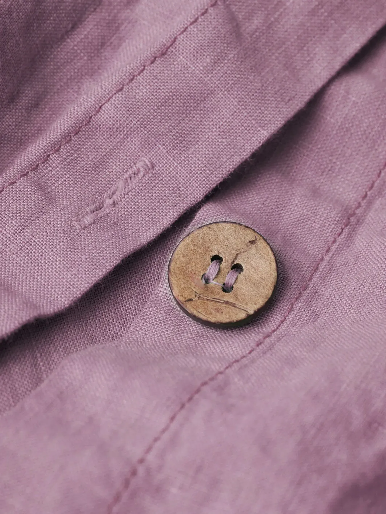 Single Duvet Cover Plain - Raspberry, Linen Blend