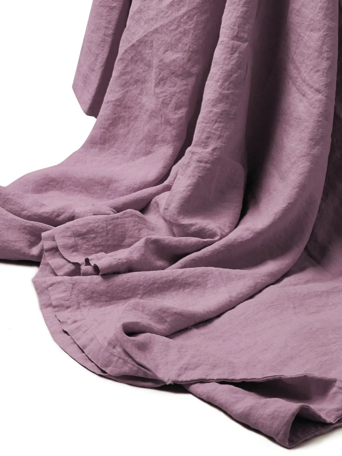 Single Duvet Cover Plain - Raspberry, Linen Blend