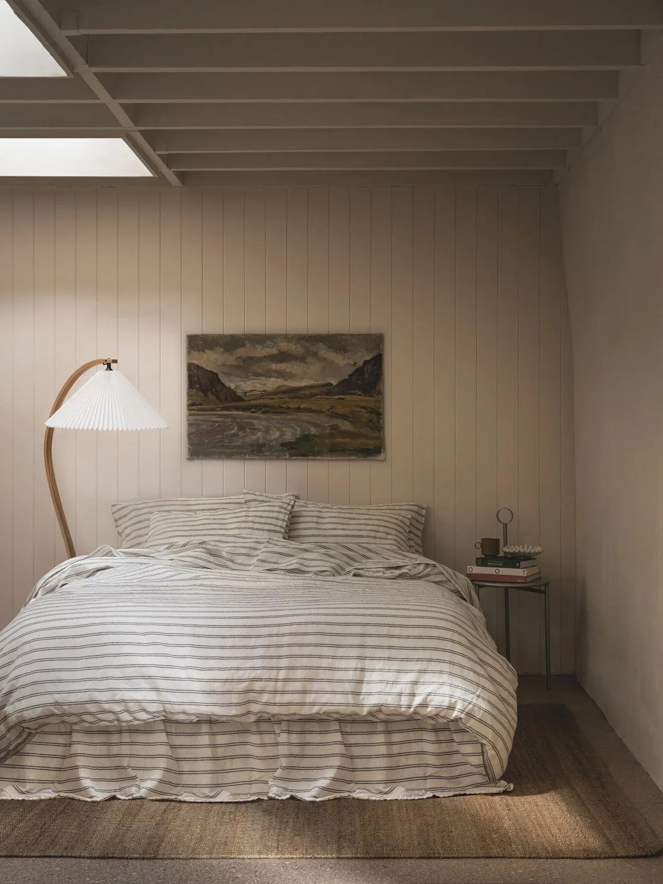 Single Duvet Cover Stripe - Ivory, Linen Blend