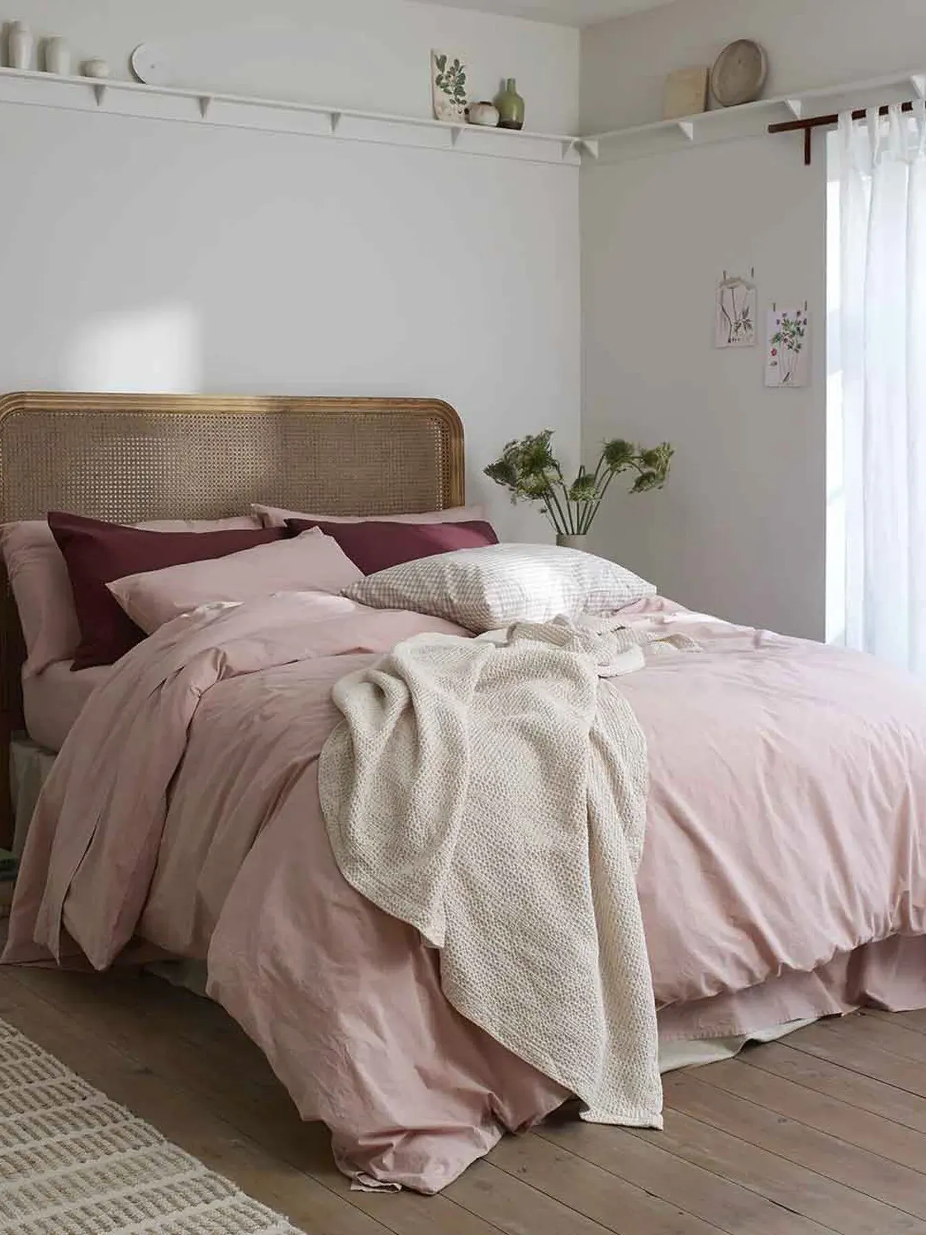 Single Duvet Cover Washed Percale - Pink, Cotton image