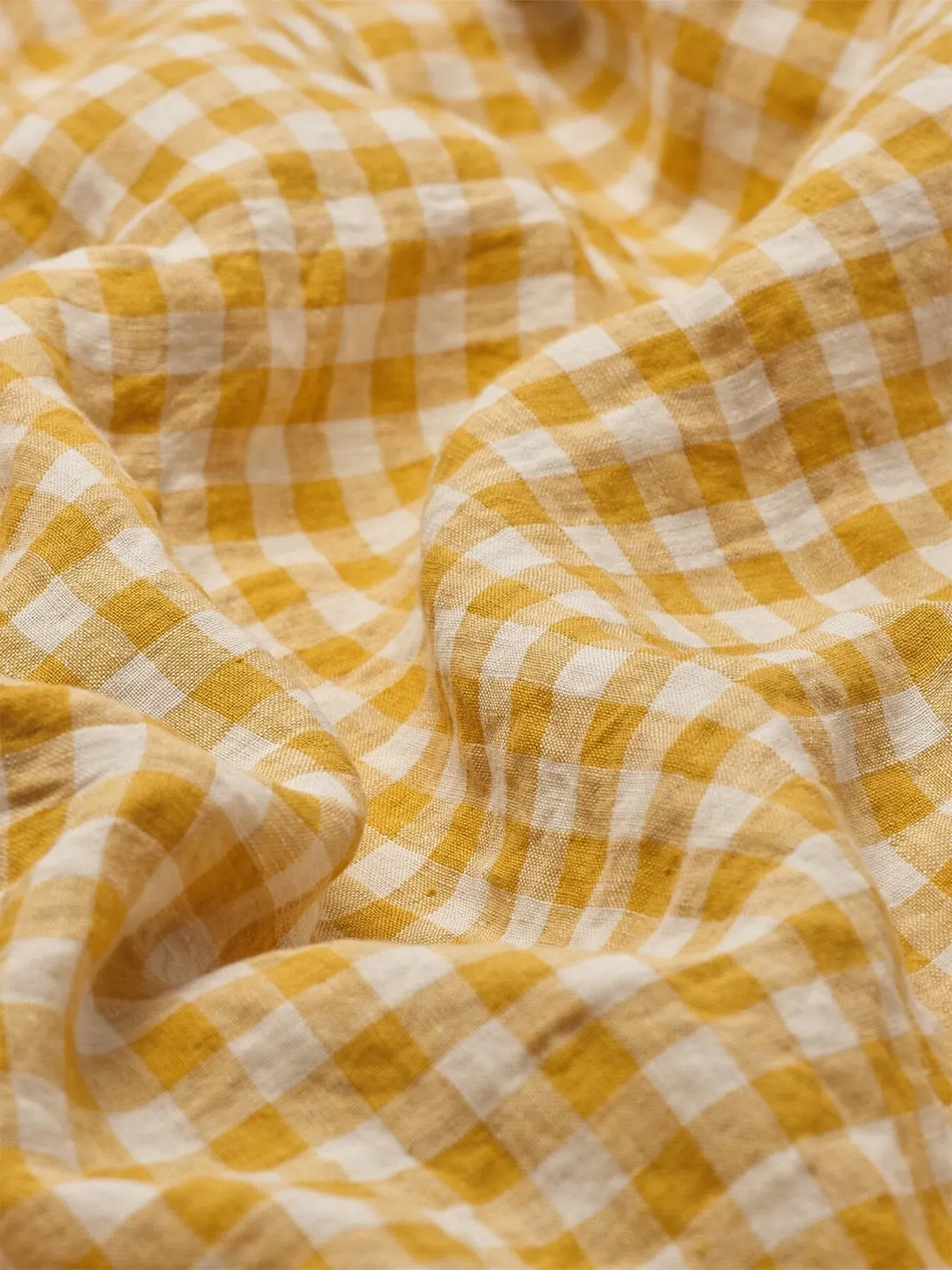 Single Fitted Sheet Gingham - Yellow, Linen