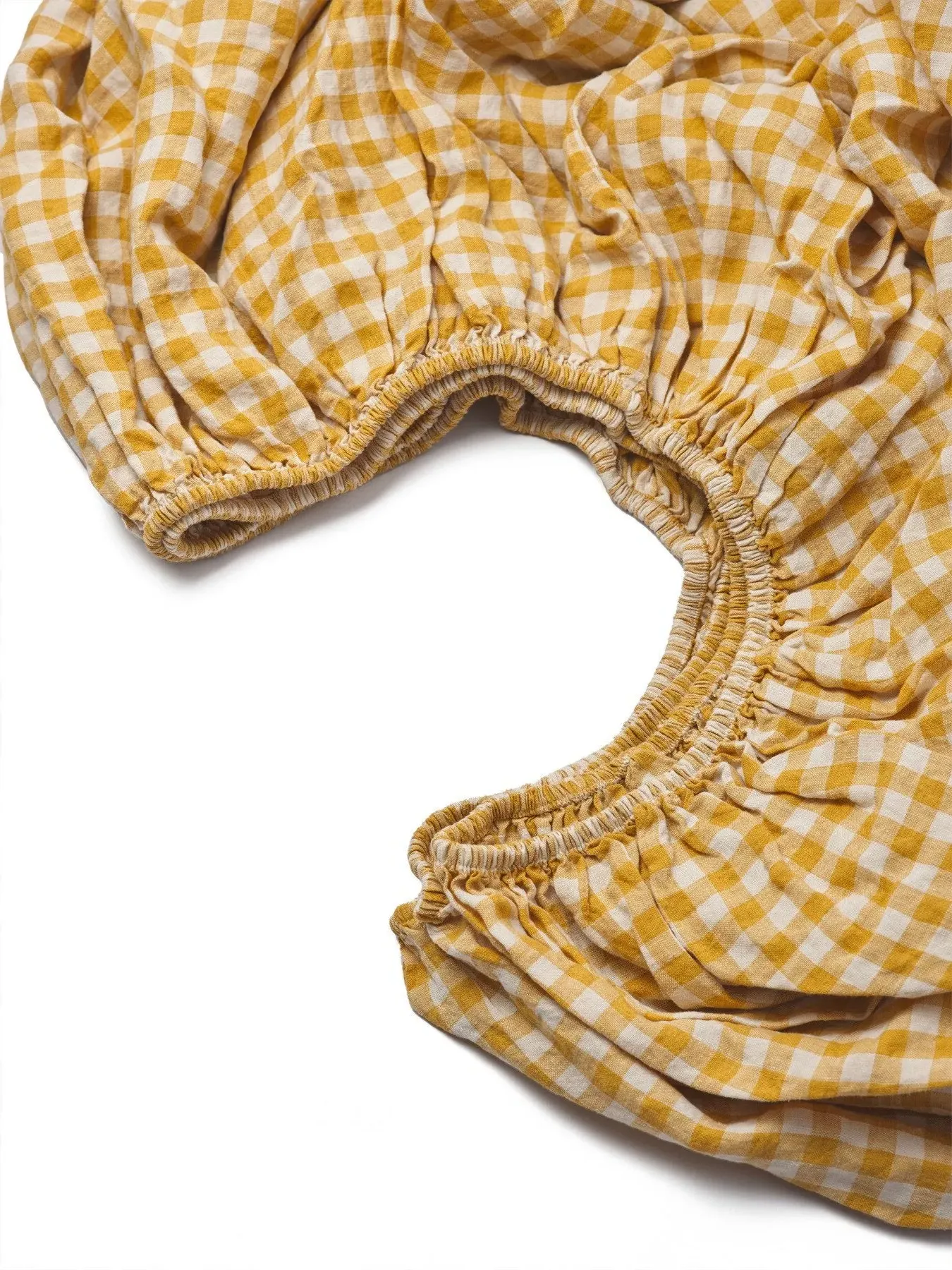 Single Fitted Sheet Gingham - Yellow, Linen