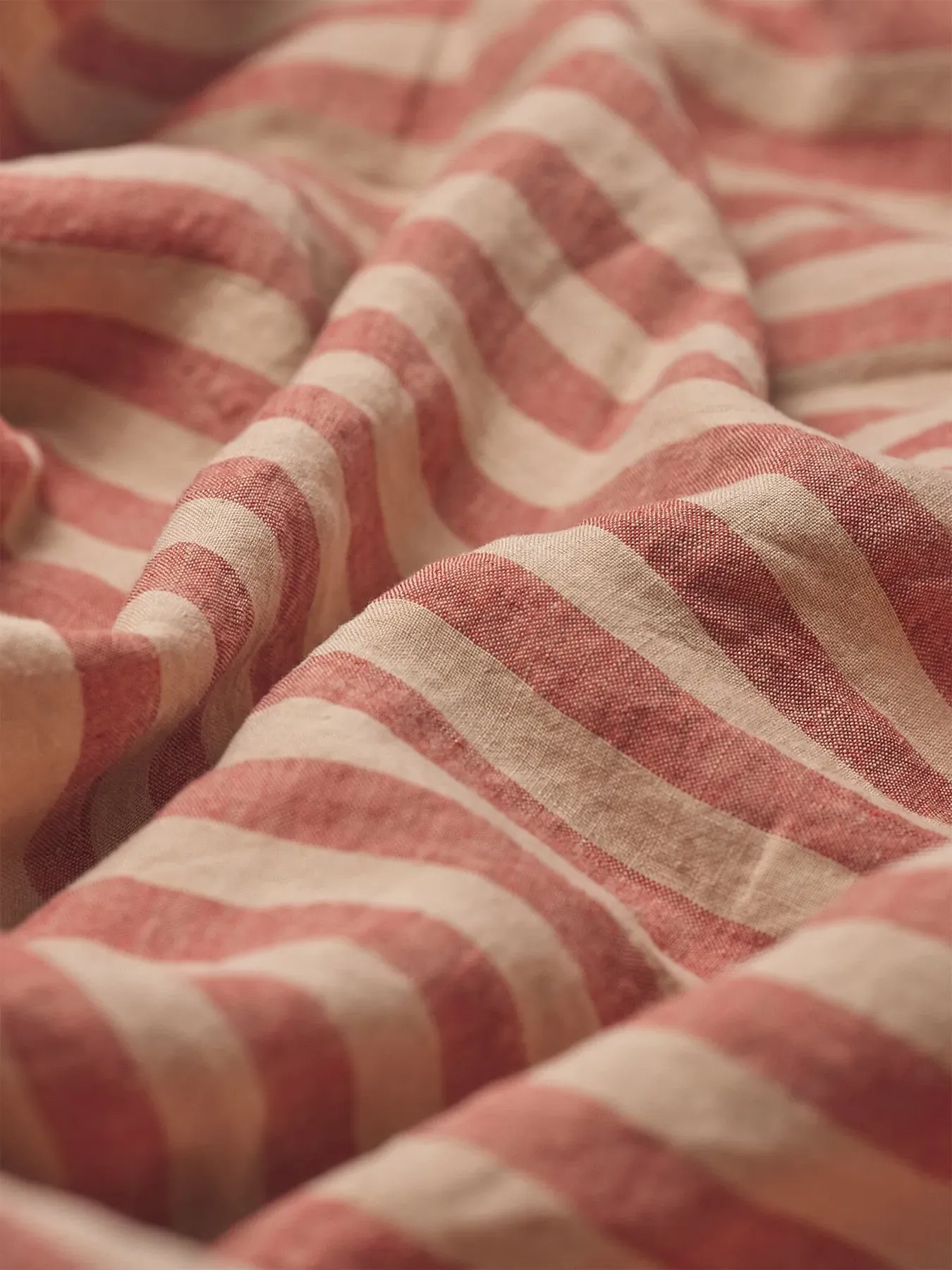 Single Fitted Sheet Pembroke Stripe - Red, Linen