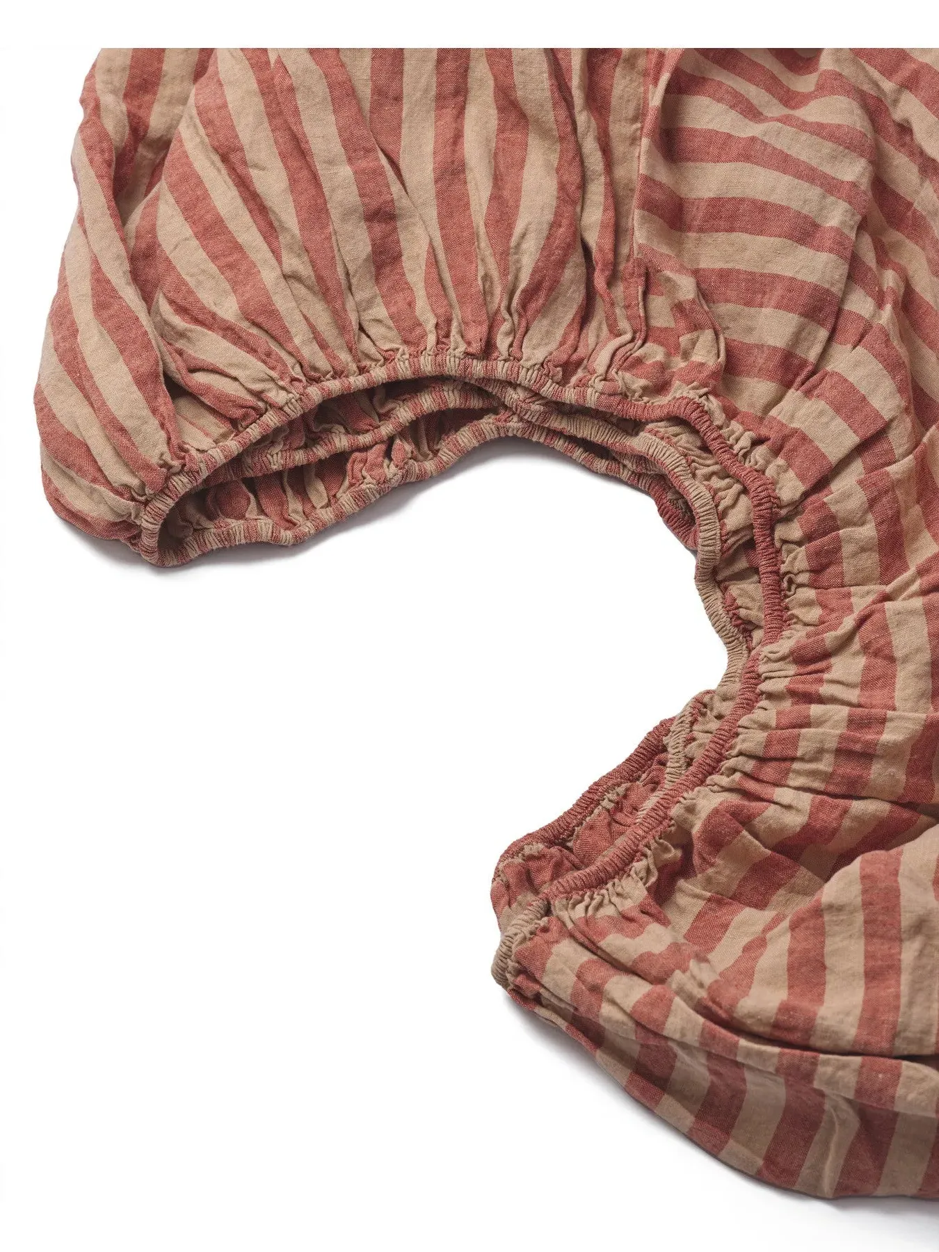 Single Fitted Sheet Pembroke Stripe - Red, Linen
