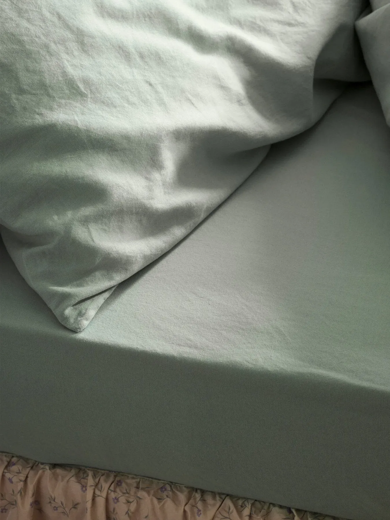 Single Fitted Sheet - Sage Green, Linen Blend image