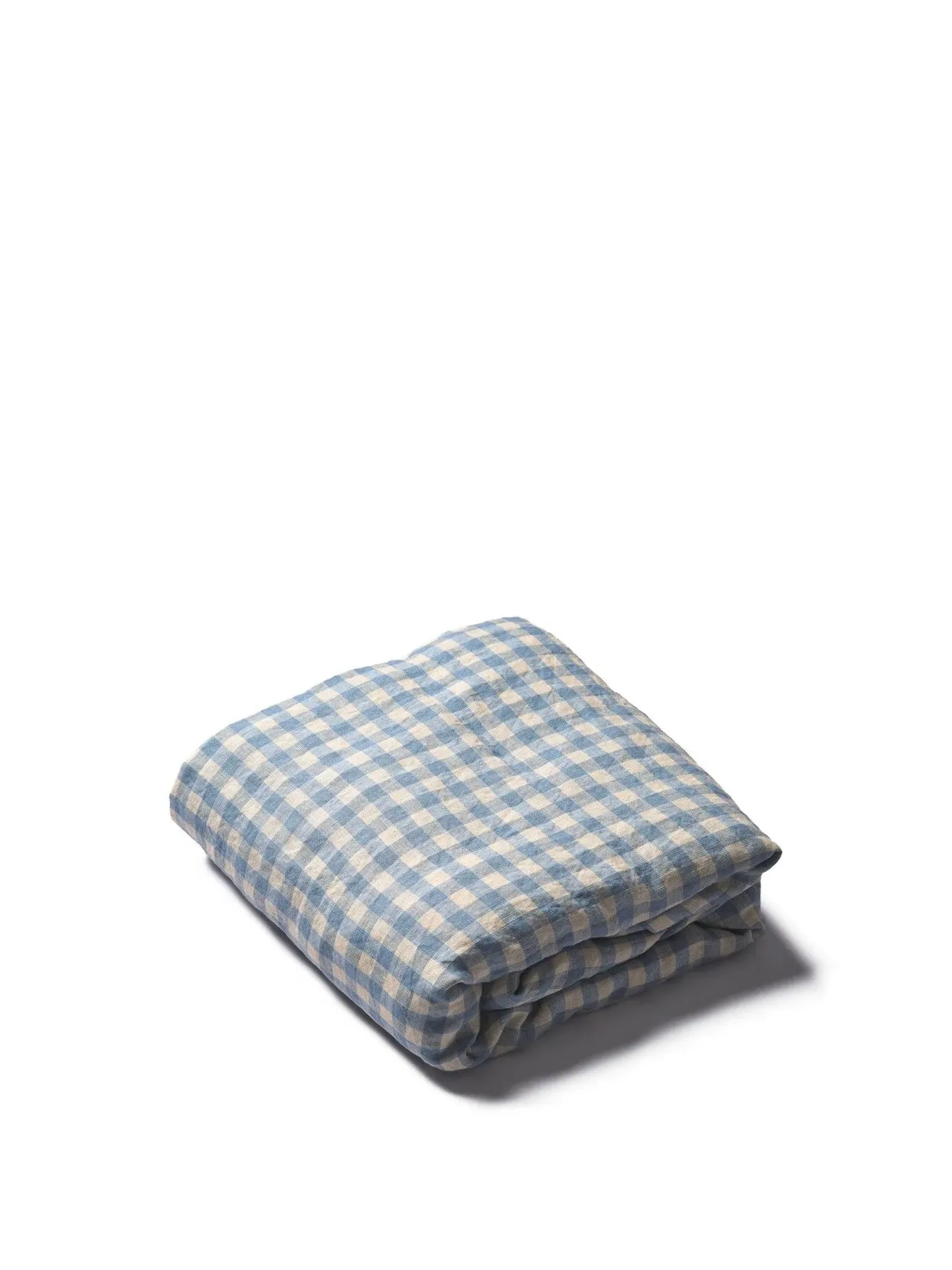 Single Flat Sheet Gingham - Blue, Linen