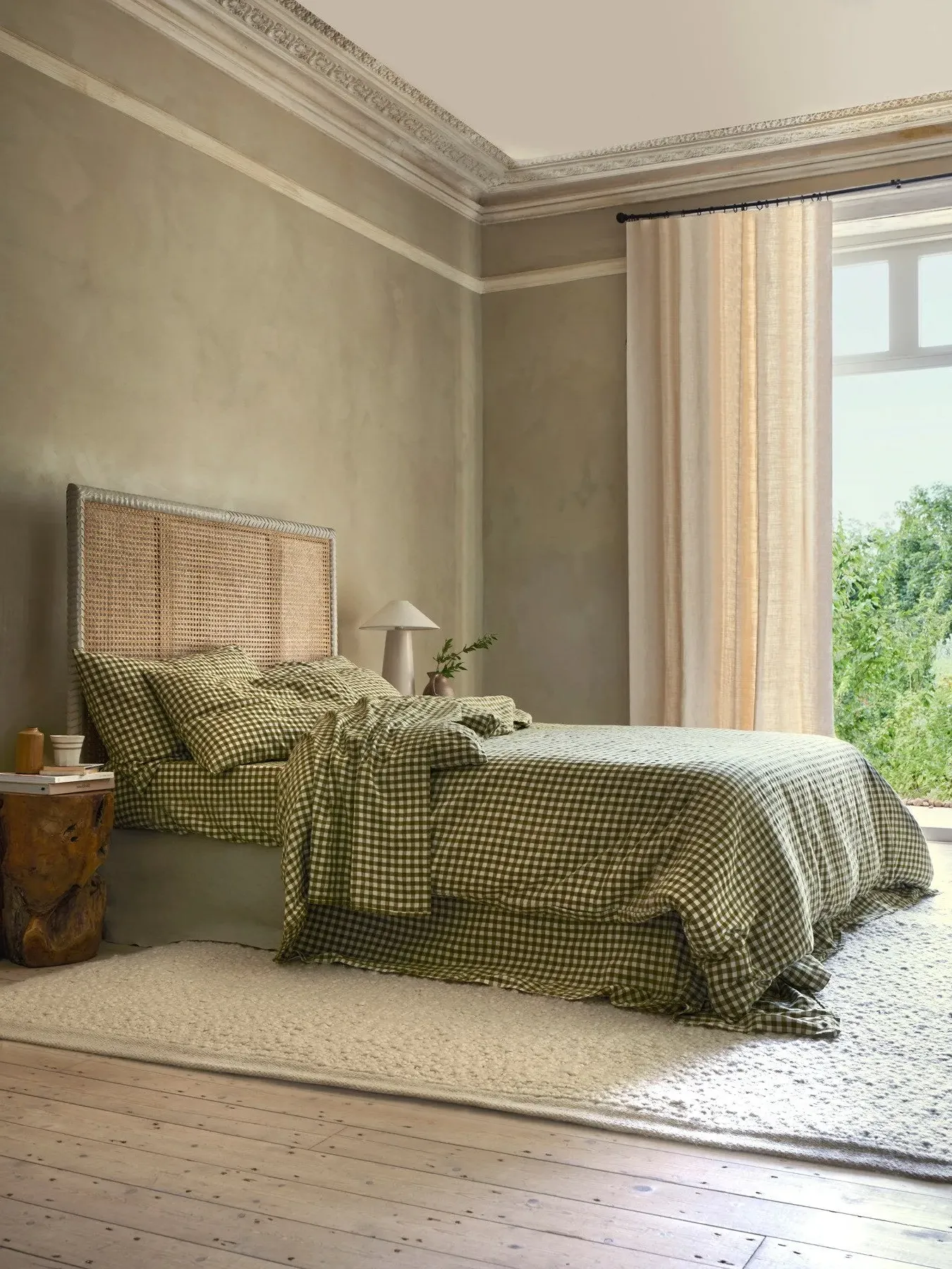 Single Flat Sheet - Green, Linen Blend image
