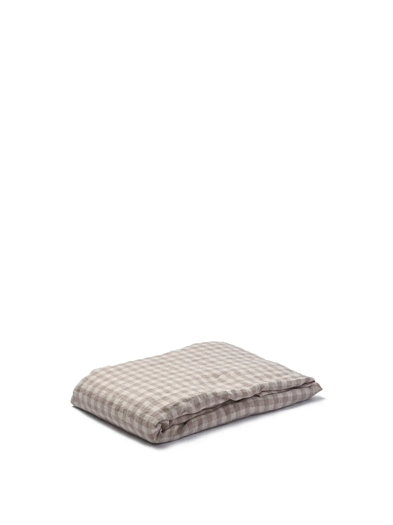 Single Flat Sheet - Mushroom Gingham, Linen