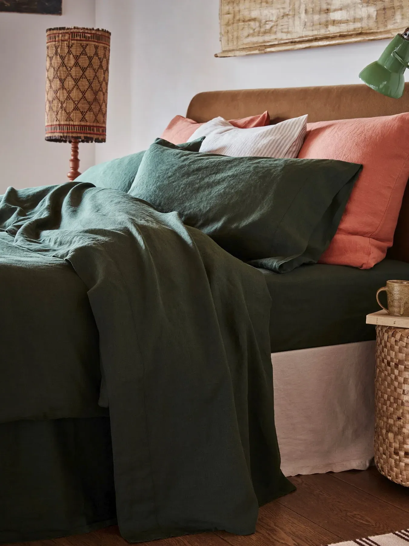 Single Flat Sheet Plain - Fern Green, Linen image
