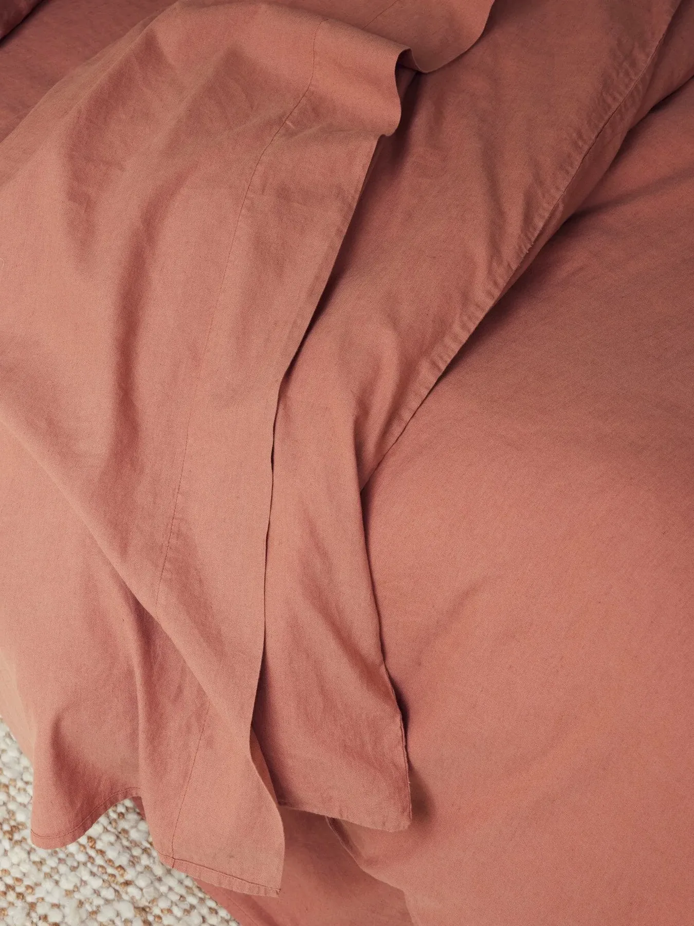 Single Flat Sheet Plain - Warm Clay, Linen Blend image