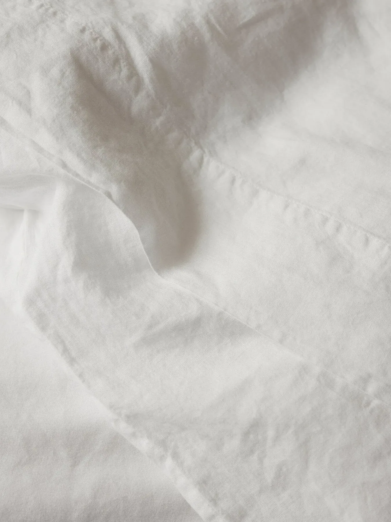 Single Flat Sheet Plain - White, Linen Blend