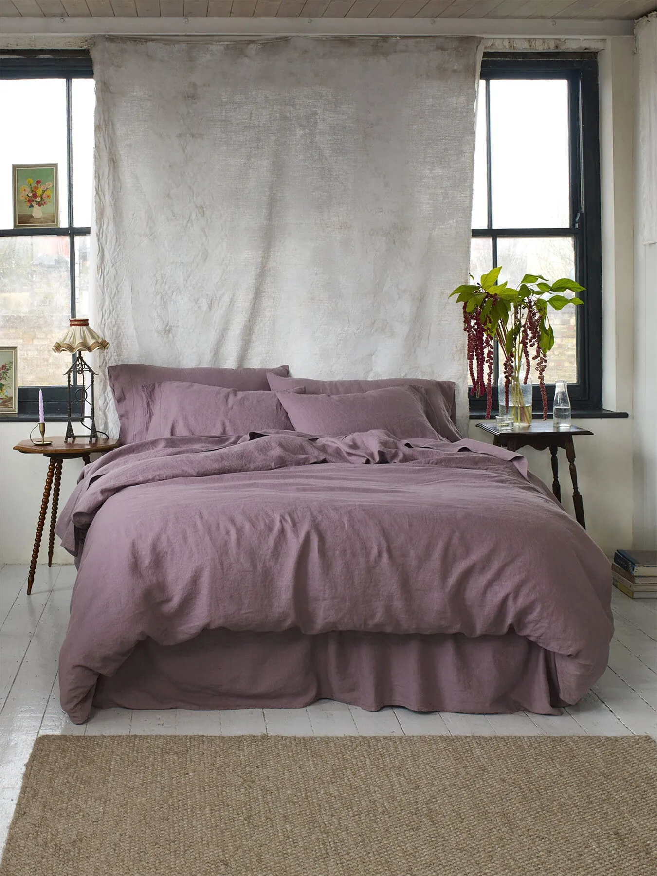 Single Flat Sheet - Purple, Linen