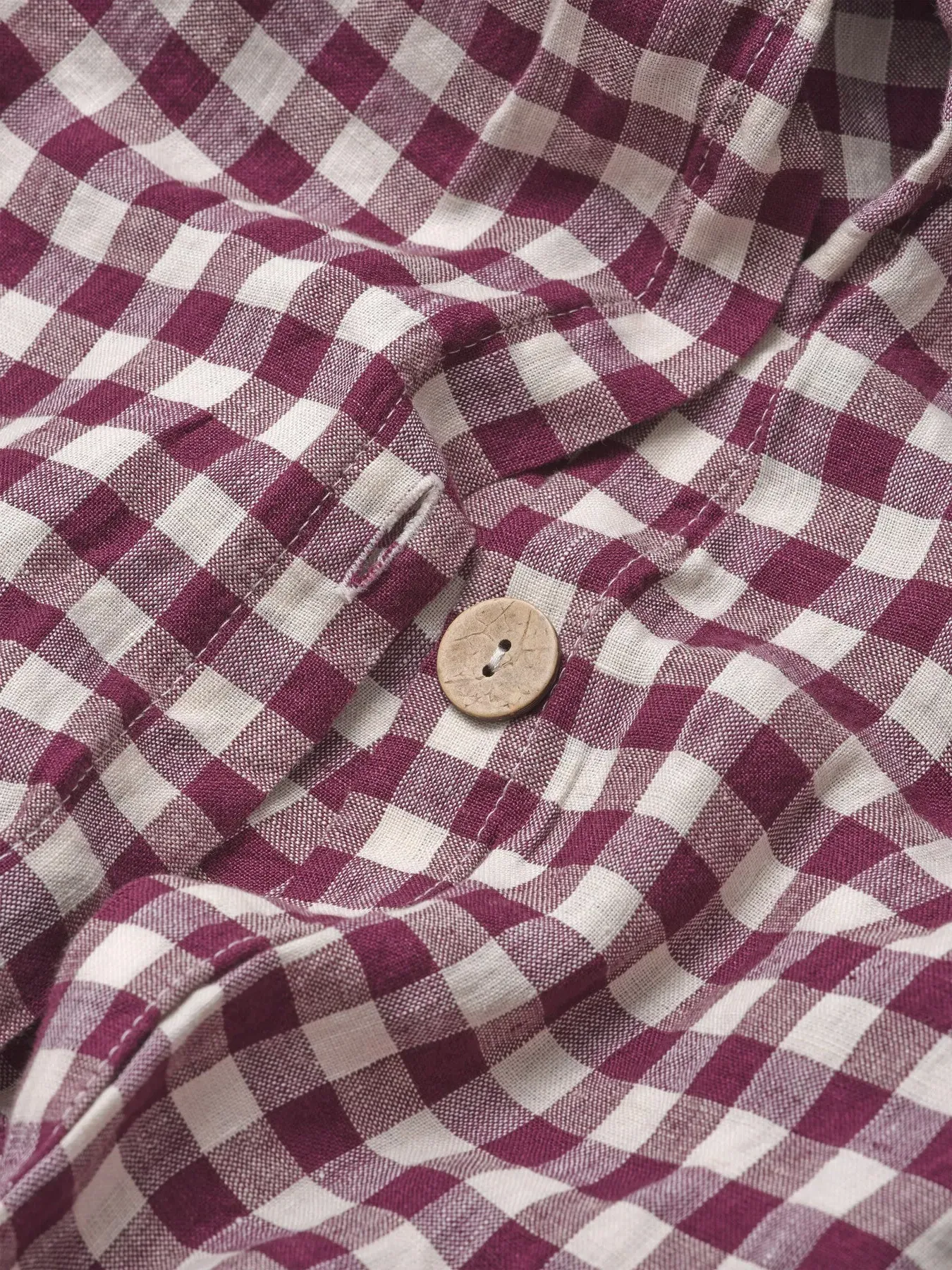 Single Gingham Duvet Cover - Berry, Linen Blend