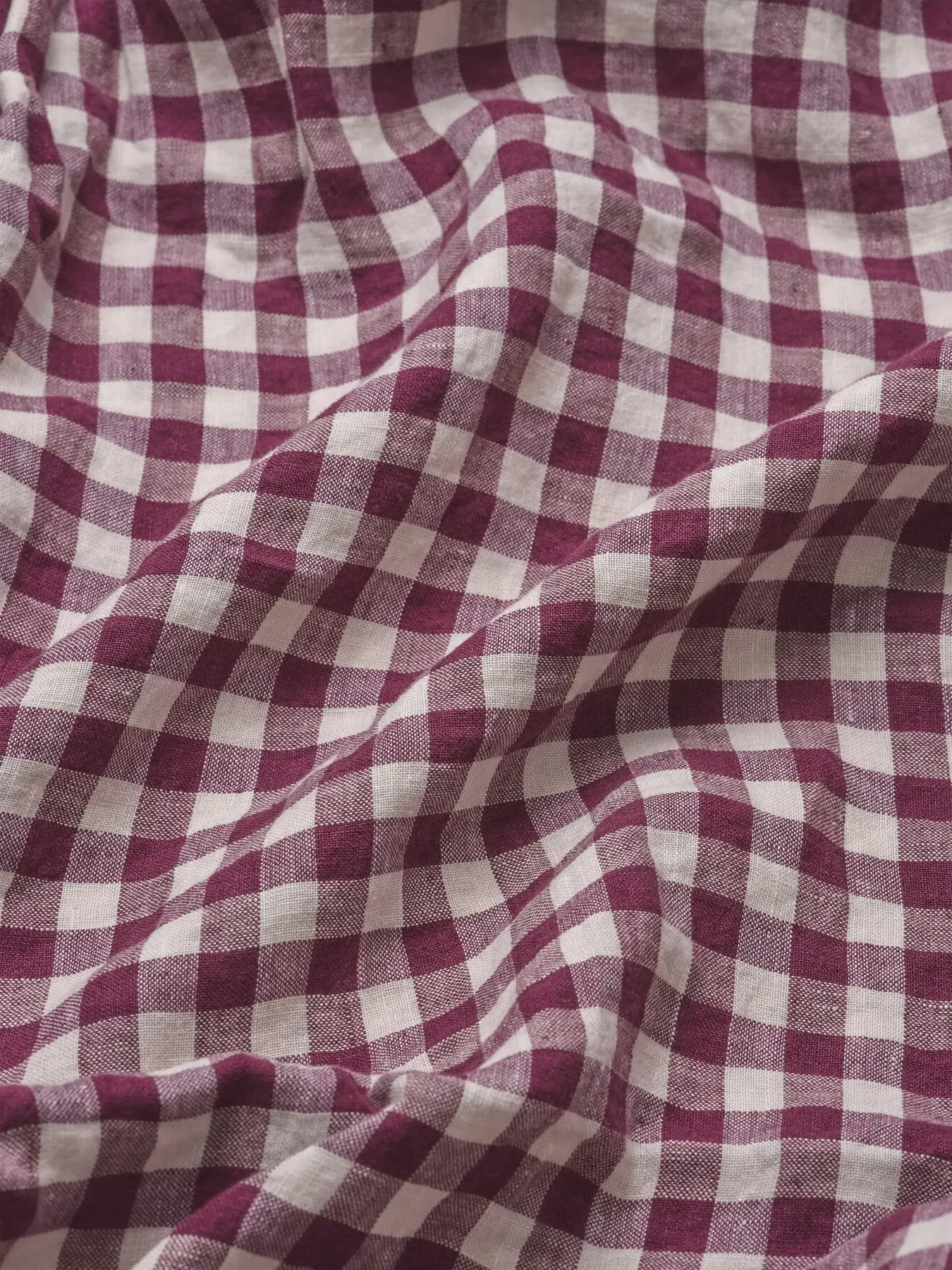 Square Pillowcase Pair Gingham - Berry, Linen