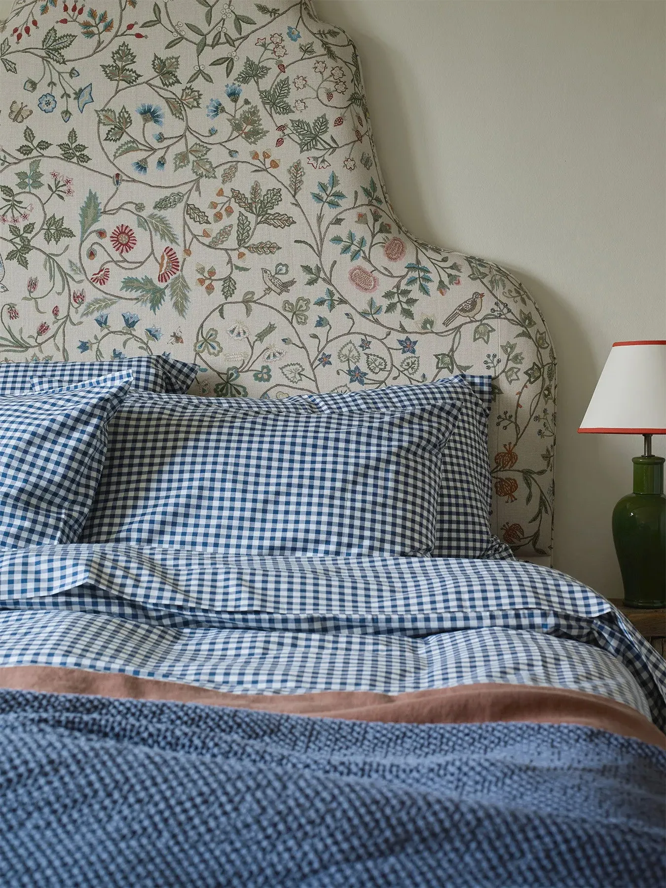 Square Pillowcase Pair Gingham Check - Indigo, Cotton image