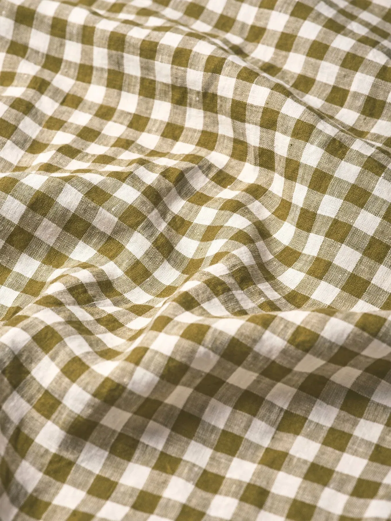 Square Pillowcases Gingham Pattern - Green, Linen
