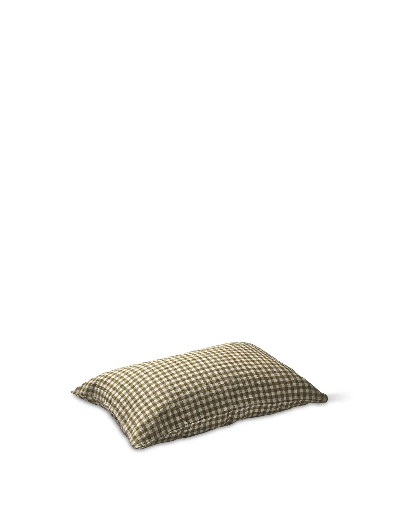 Square Pillowcases Gingham Pattern - Green, Linen image