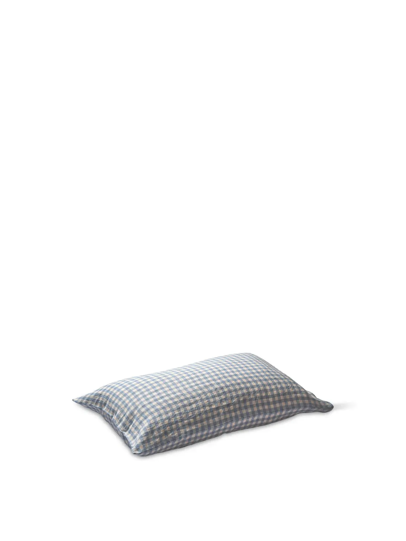 Square Pillowcases Gingham Print - Blue, Linen image