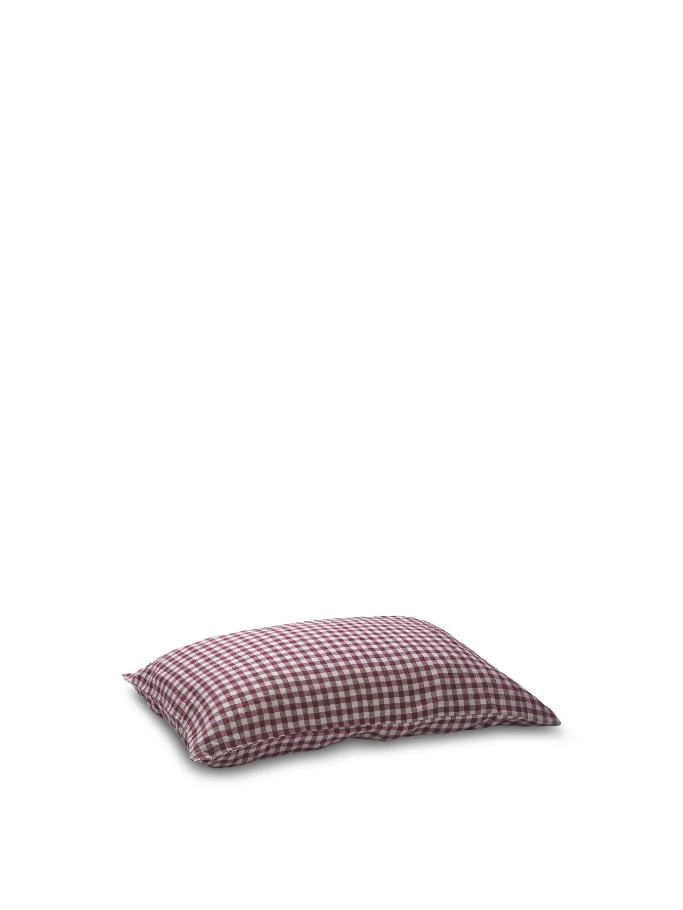 Square Pillowcases Gingham Print - Burgundy, Linen