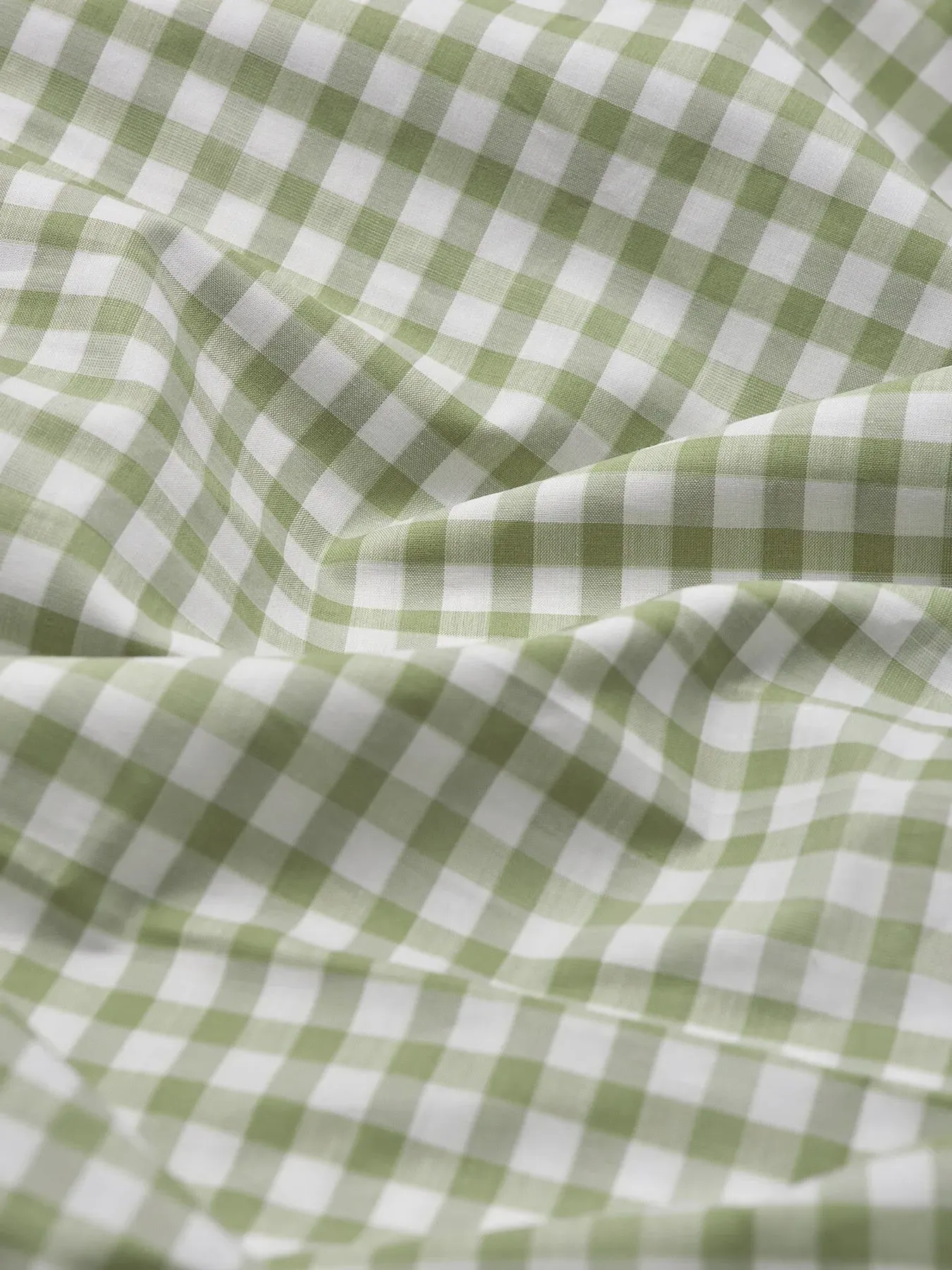 Square Pillowcases Gingham Print - Green, Cotton