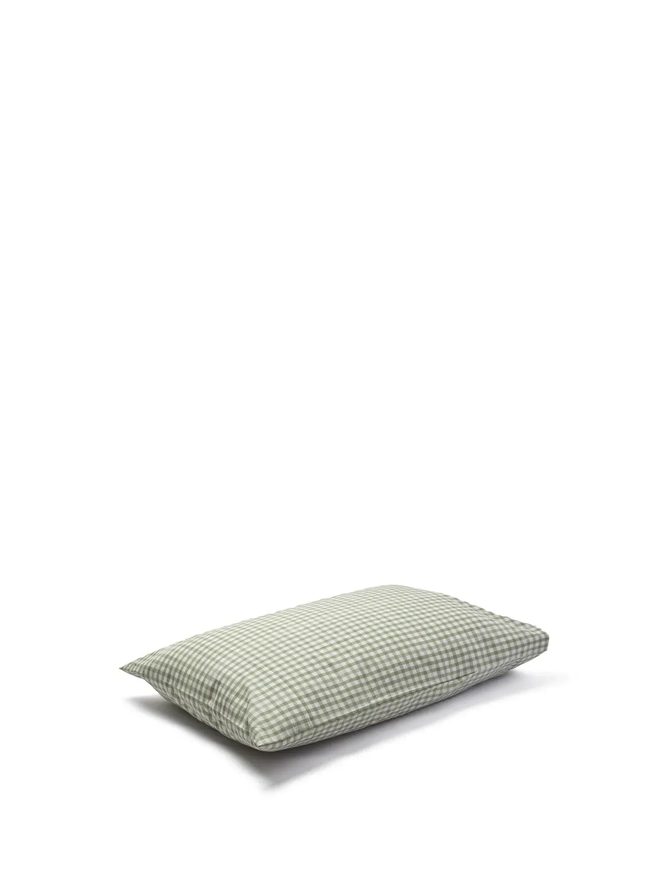 Square Pillowcases Gingham Print - Green, Cotton