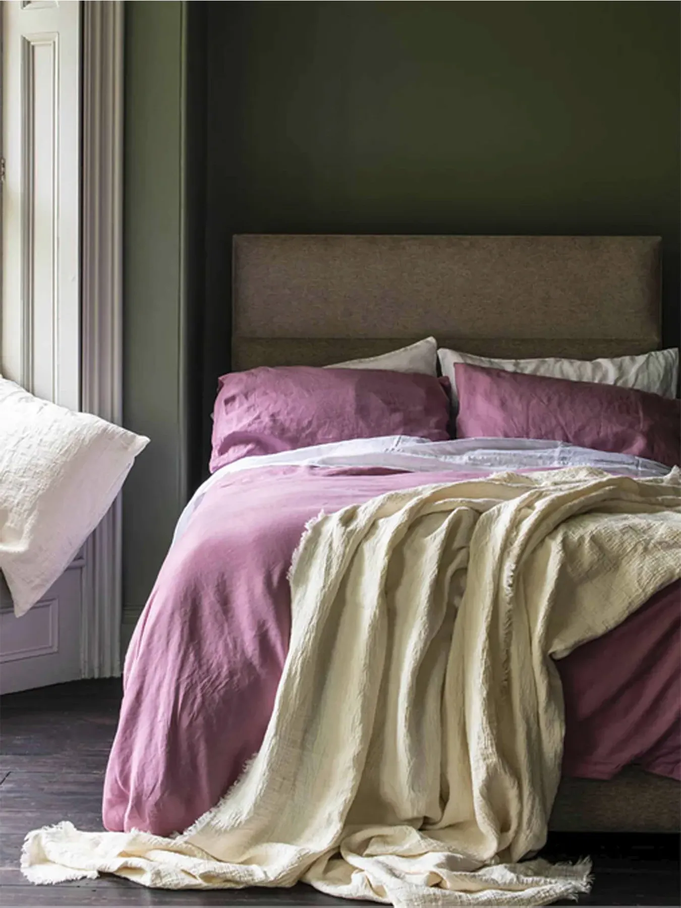 Square Pillowcases Pair - Pink, Linen