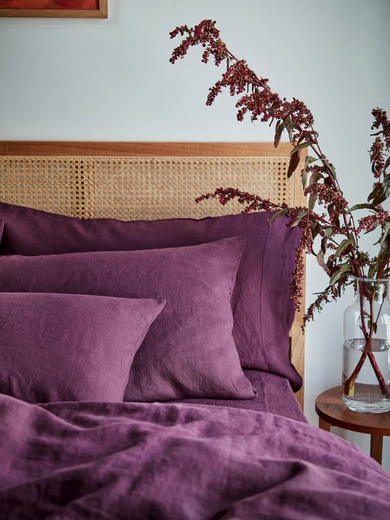 Standard Pillowcase Pair - Berry, Linen Blend image