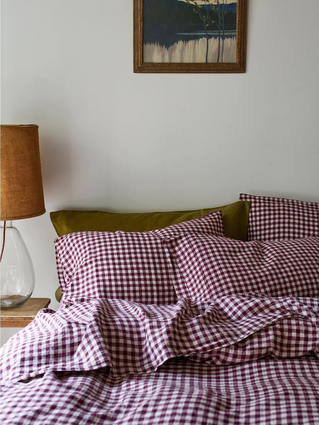 Standard Pillowcase Pair Gingham - Berry, Linen image