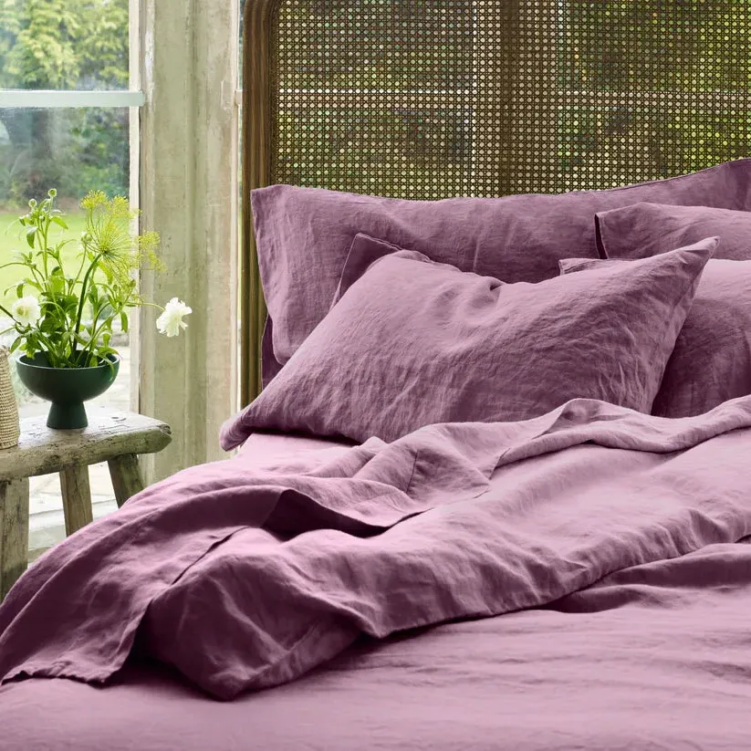 Standard Pillowcase Pair - Raspberry, Linen Blend image