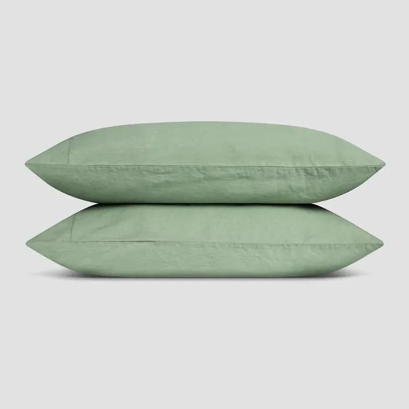 Standard Pillowcase Pair - Sage Green, Linen Blend